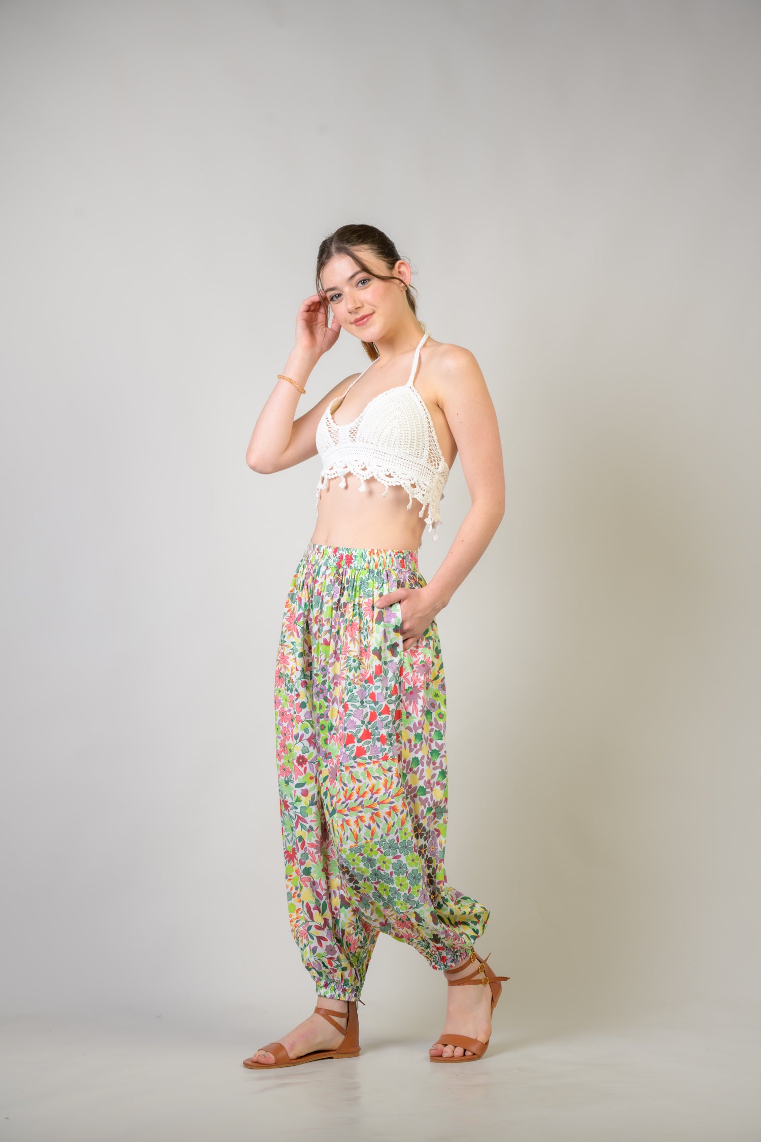 Rhea Flower Garden Pants Green / Large