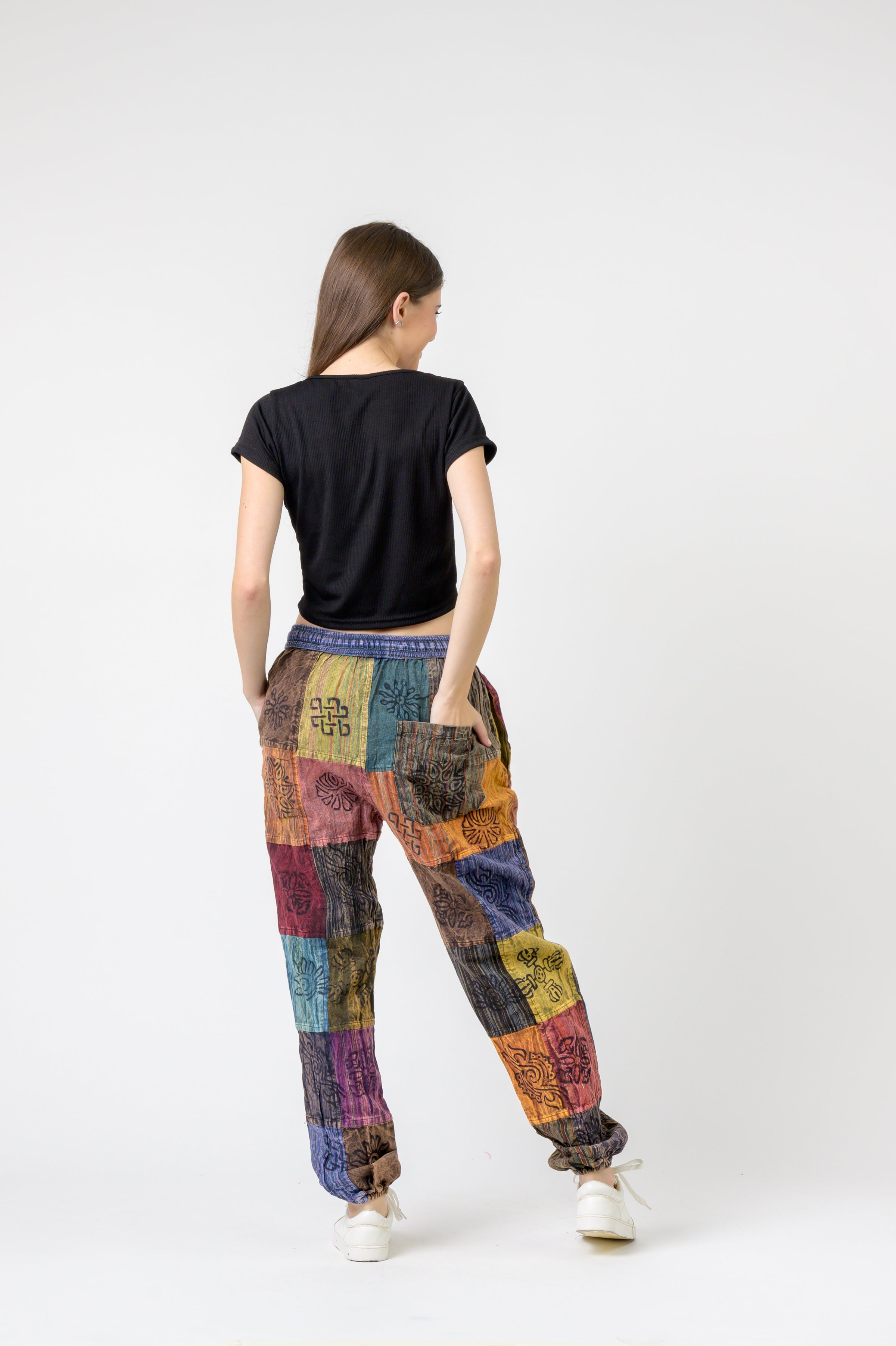 Rhea Elastic Waist Patch Pants