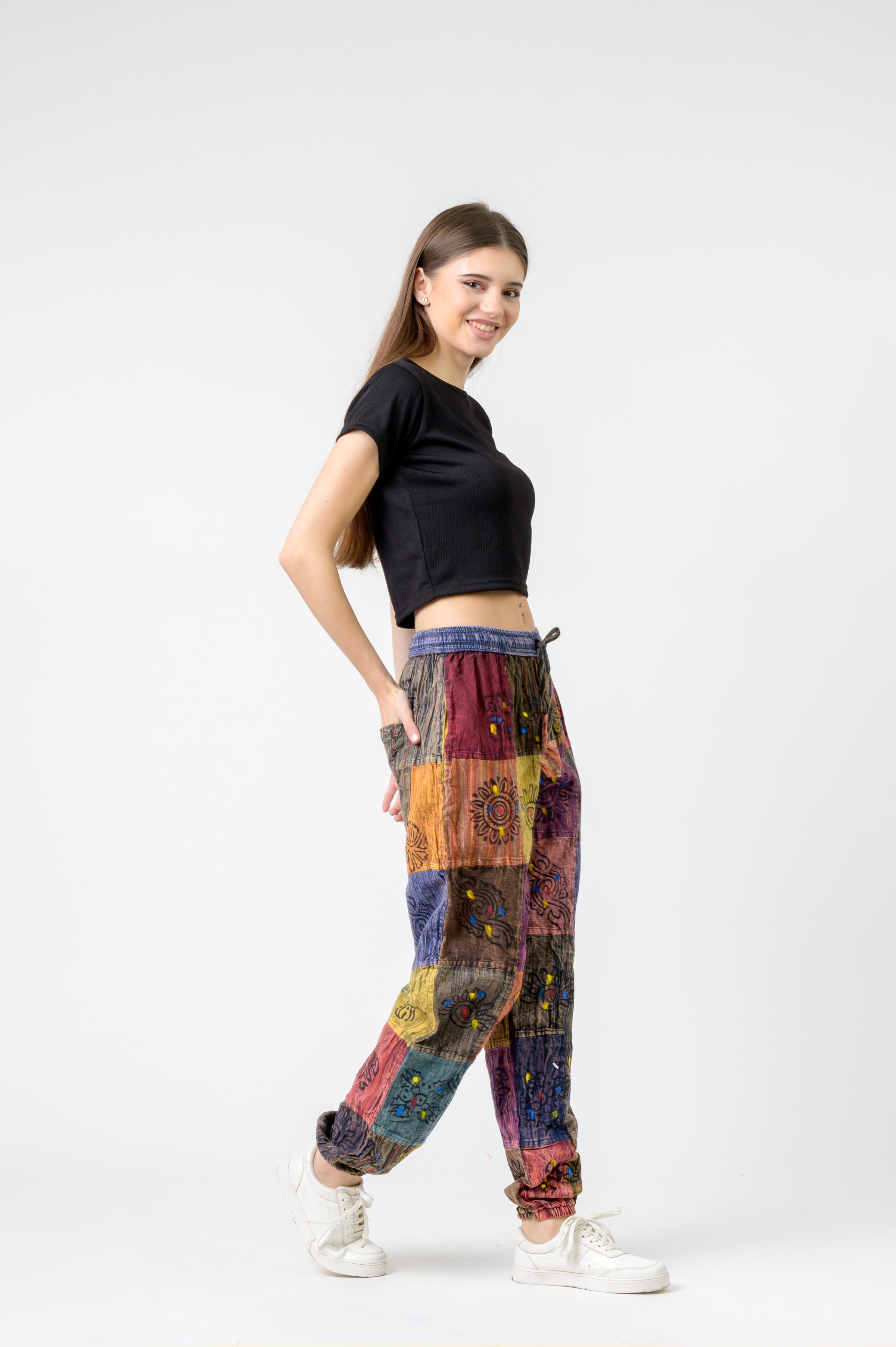 Rhea Elastic Waist Patch Pants
