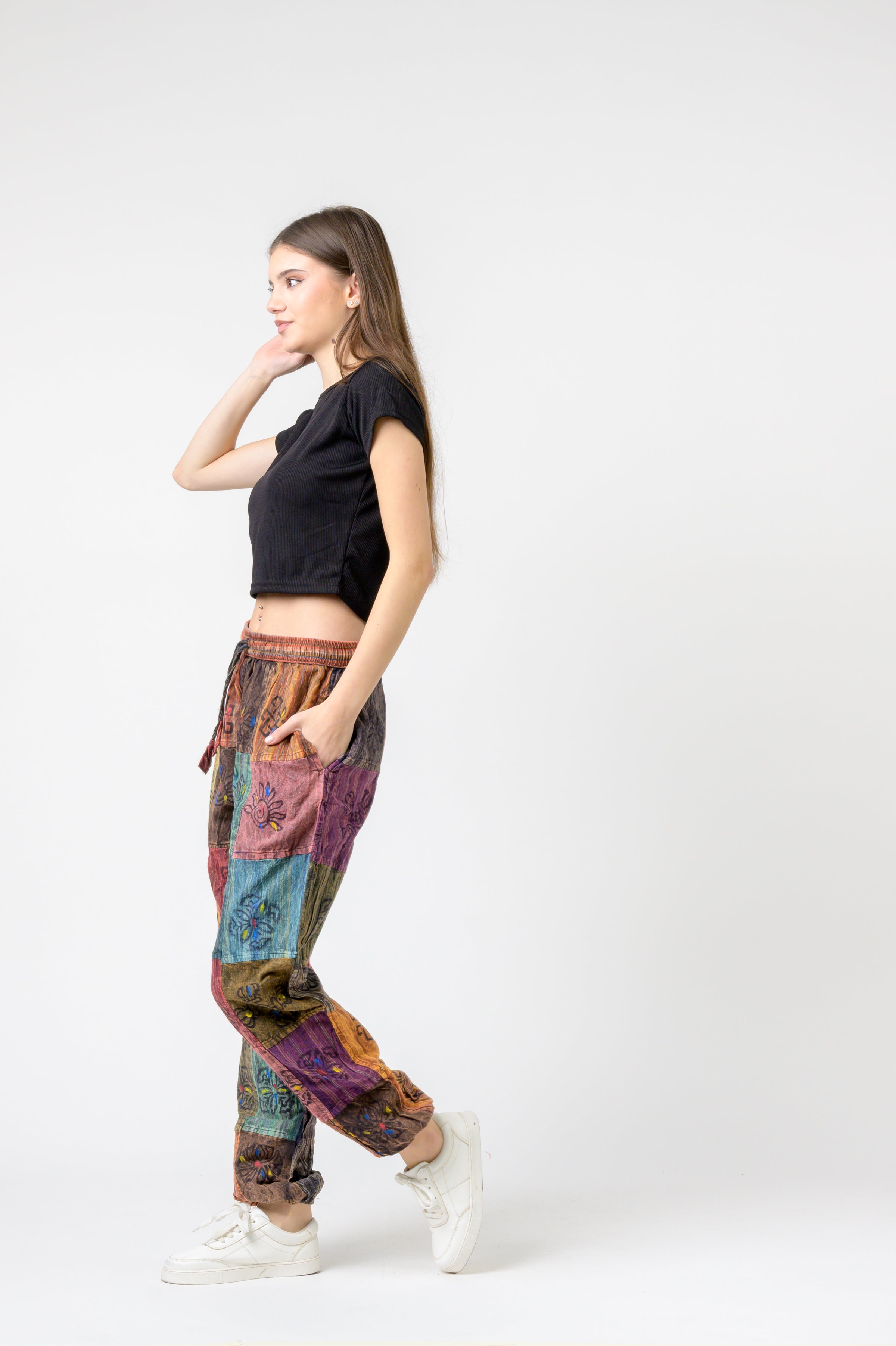 Rhea Elastic Waist Patch Pants