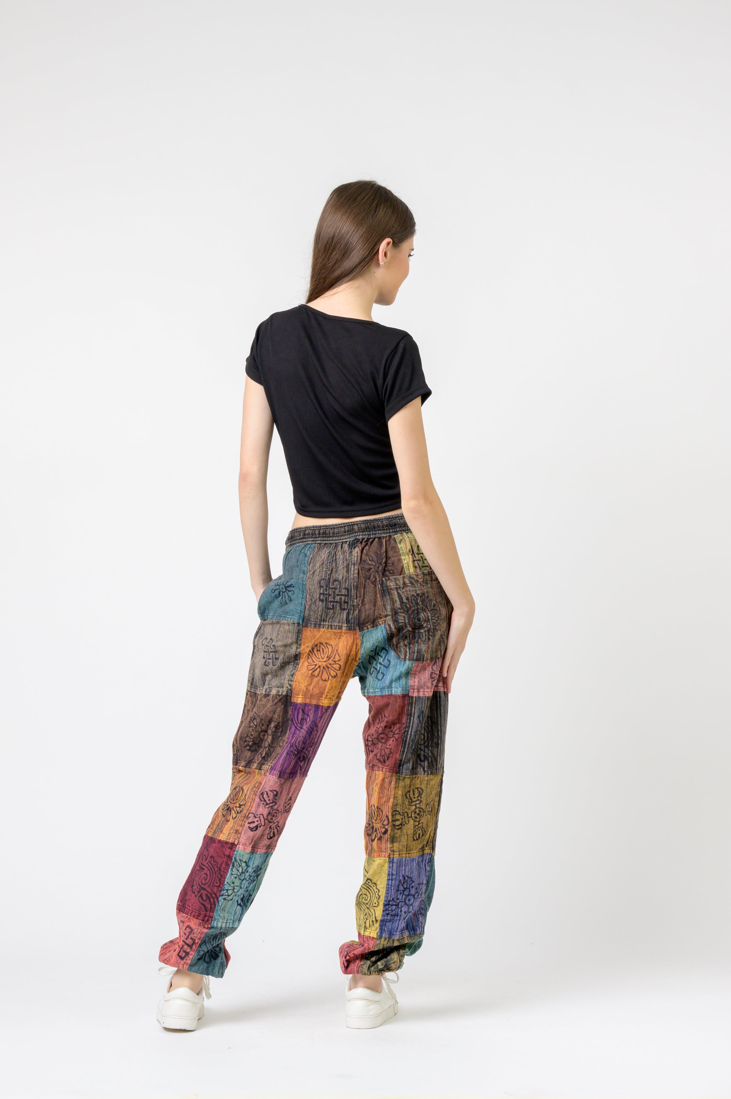 Rhea Elastic Waist Patch Pants