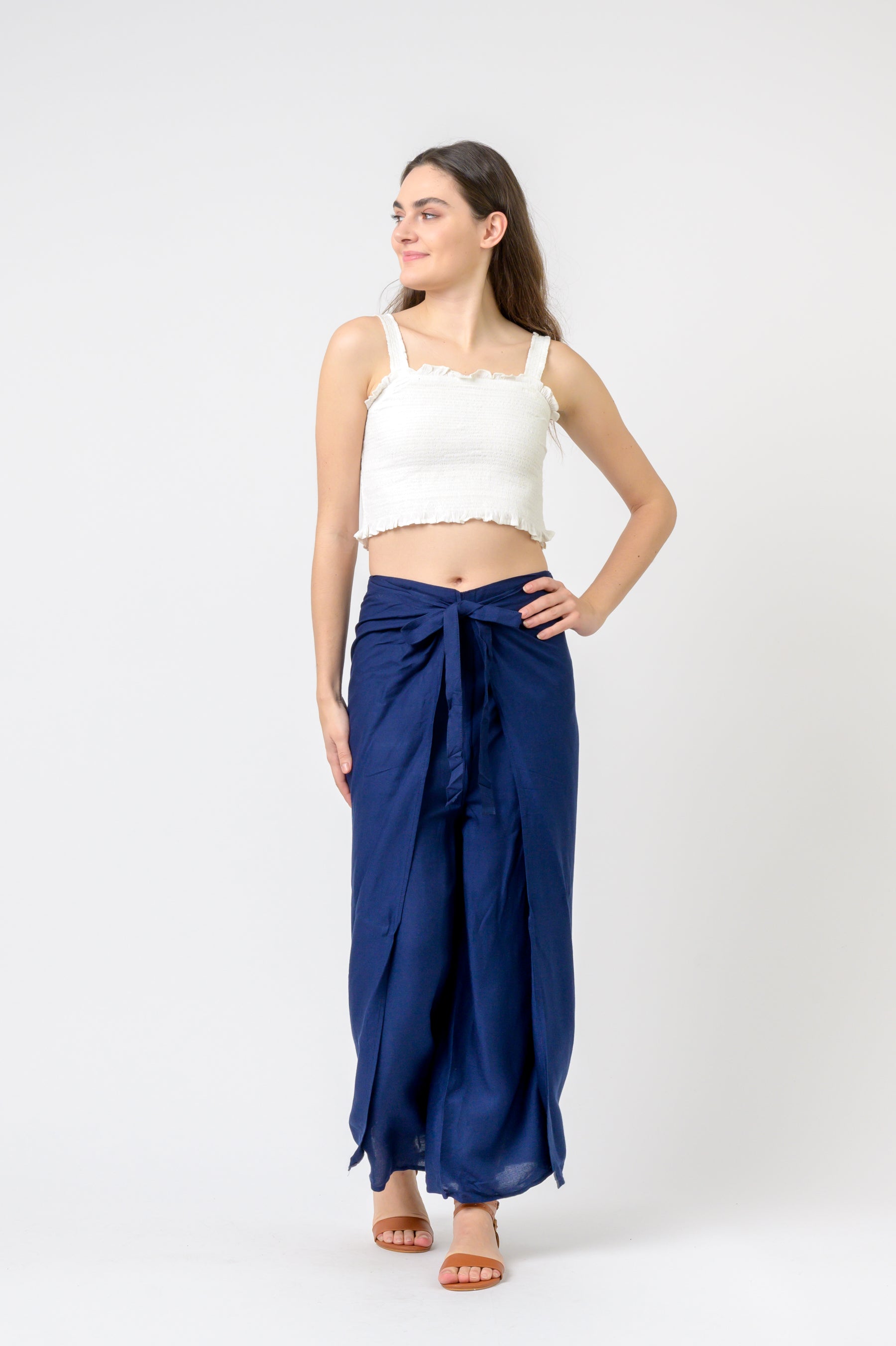 Rhea Plain Rayon Wrap Pants (Assorted)