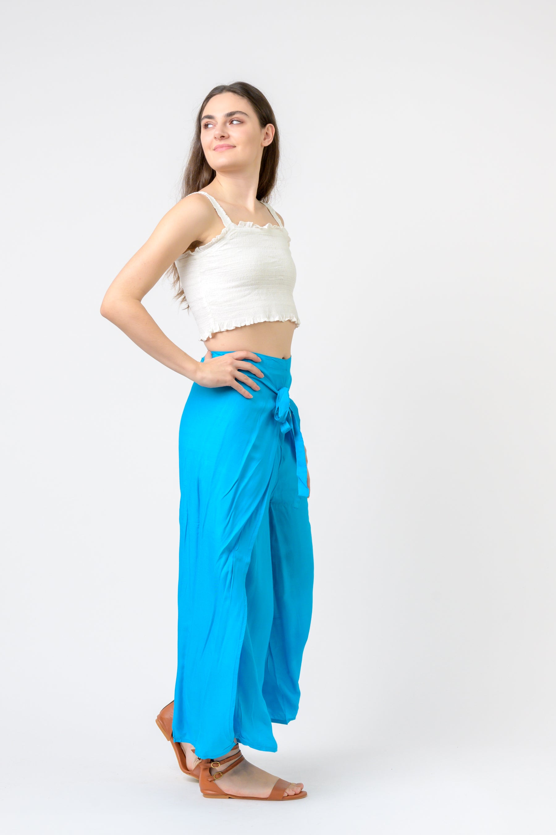 Rhea Plain Rayon Wrap Pants (Assorted)