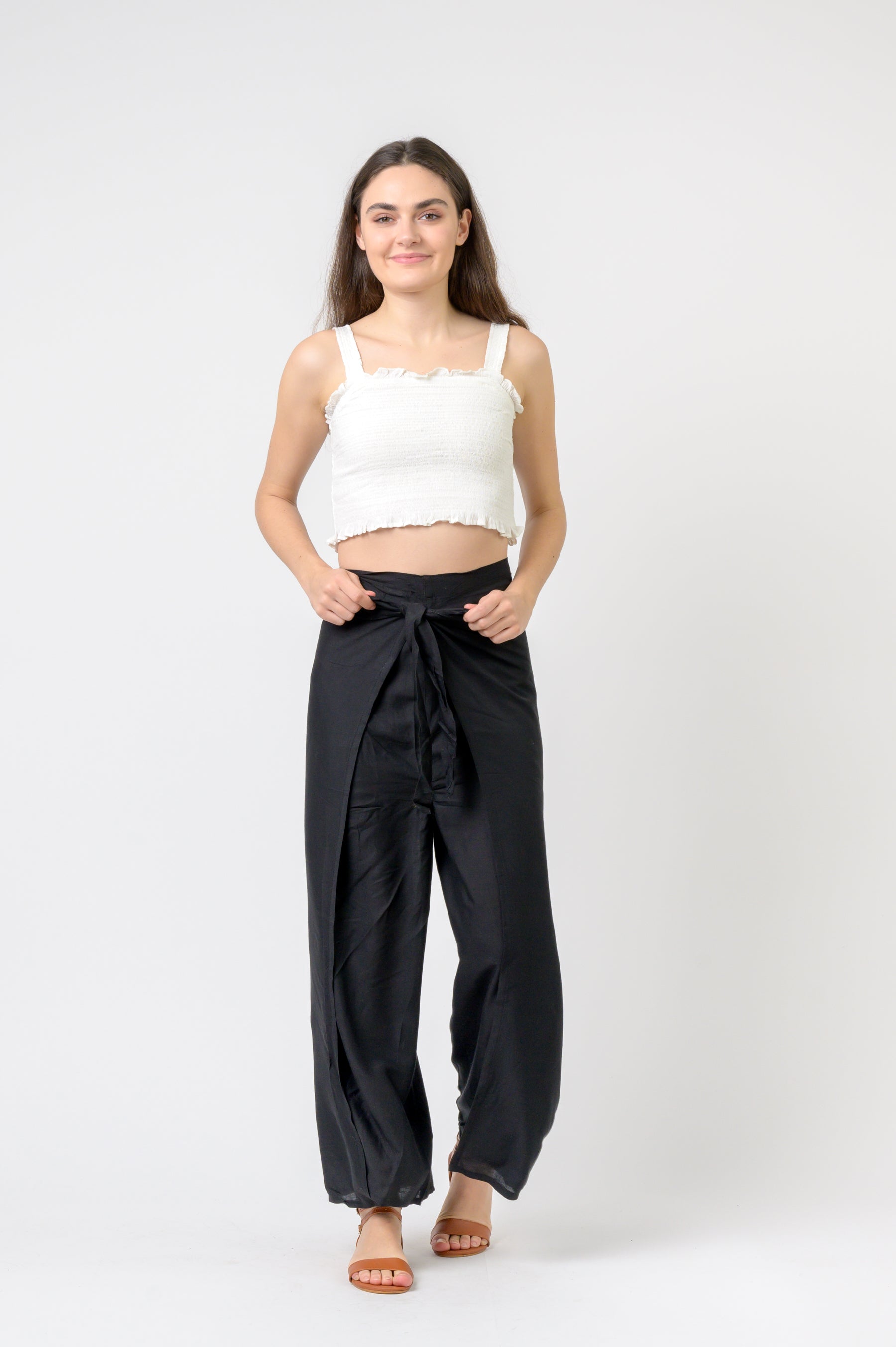Rhea Plain Rayon Wrap Pants (Assorted)