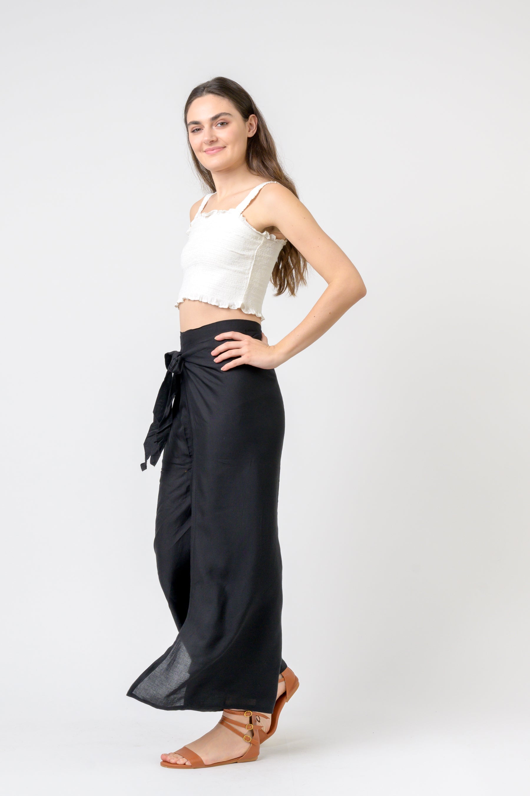 Rhea Plain Rayon Wrap Pants