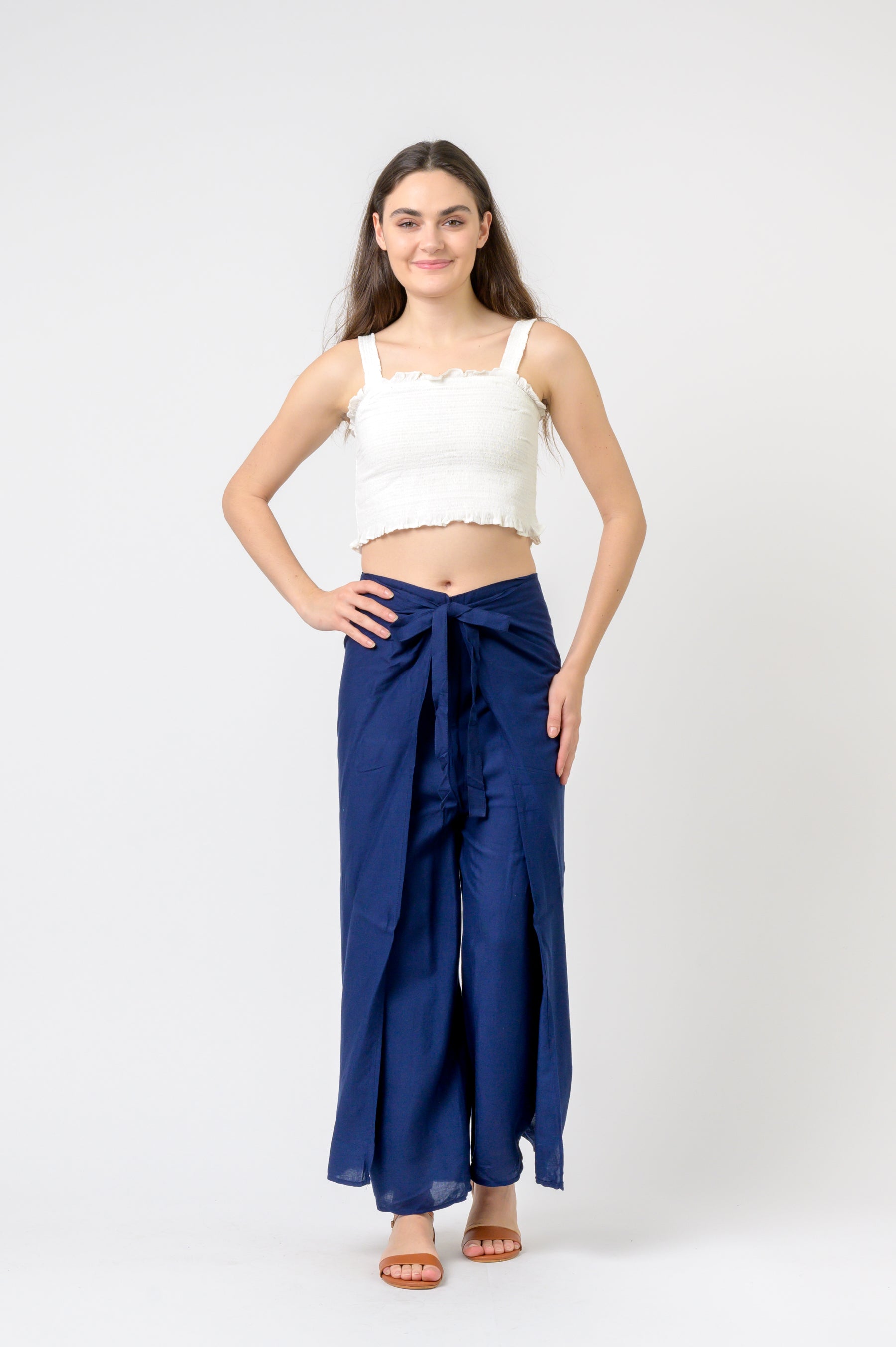 Rhea Plain Rayon Wrap Pants (Assorted)