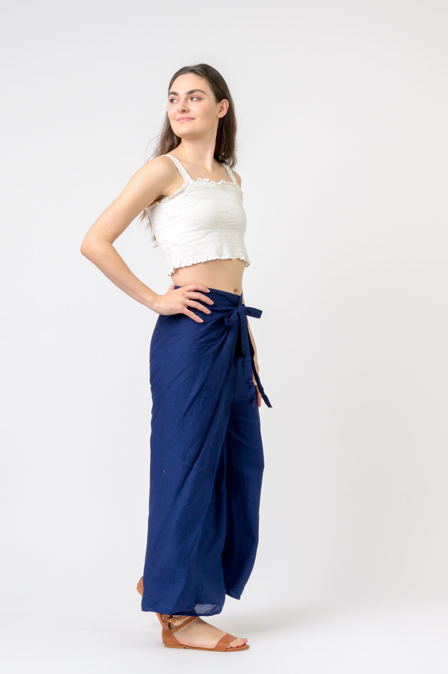 Rhea Plain Rayon Wrap Pants (Assorted)