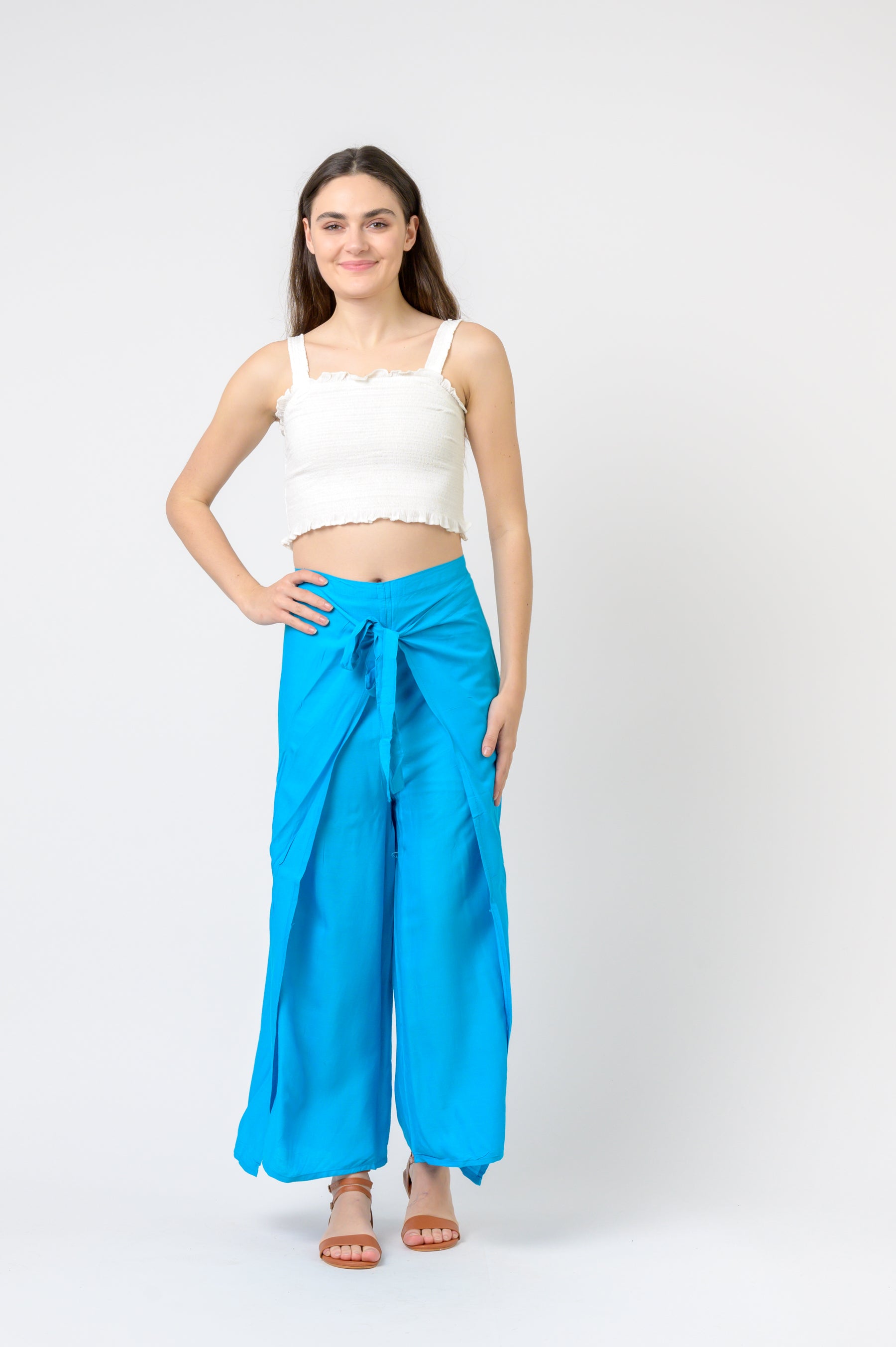 Rhea Plain Rayon Wrap Pants (Assorted)