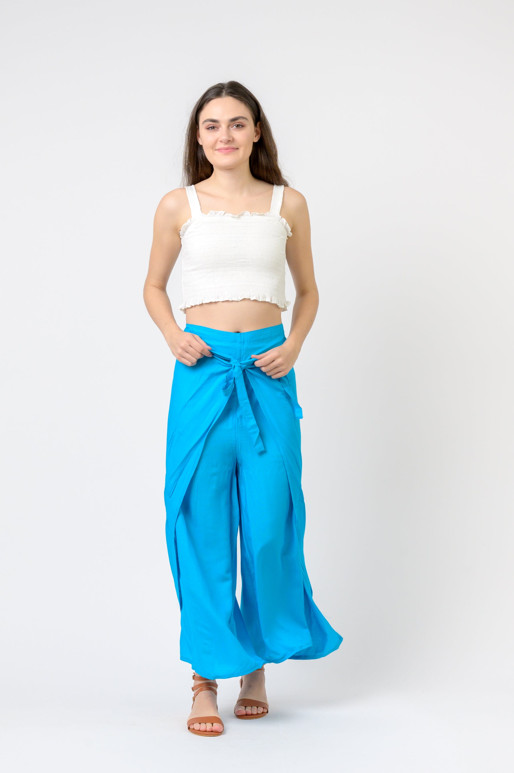 Rhea Plain Rayon Wrap Pants (Assorted)