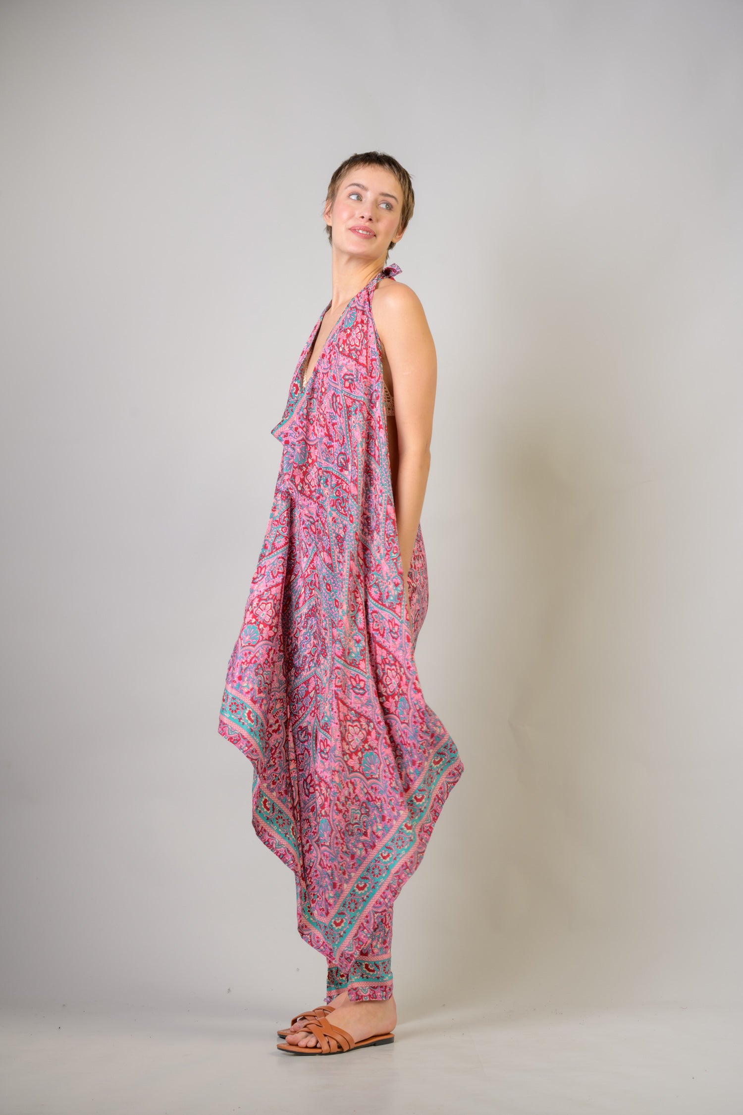 Rhea Printed Front Knot Pants Assorted / One Size