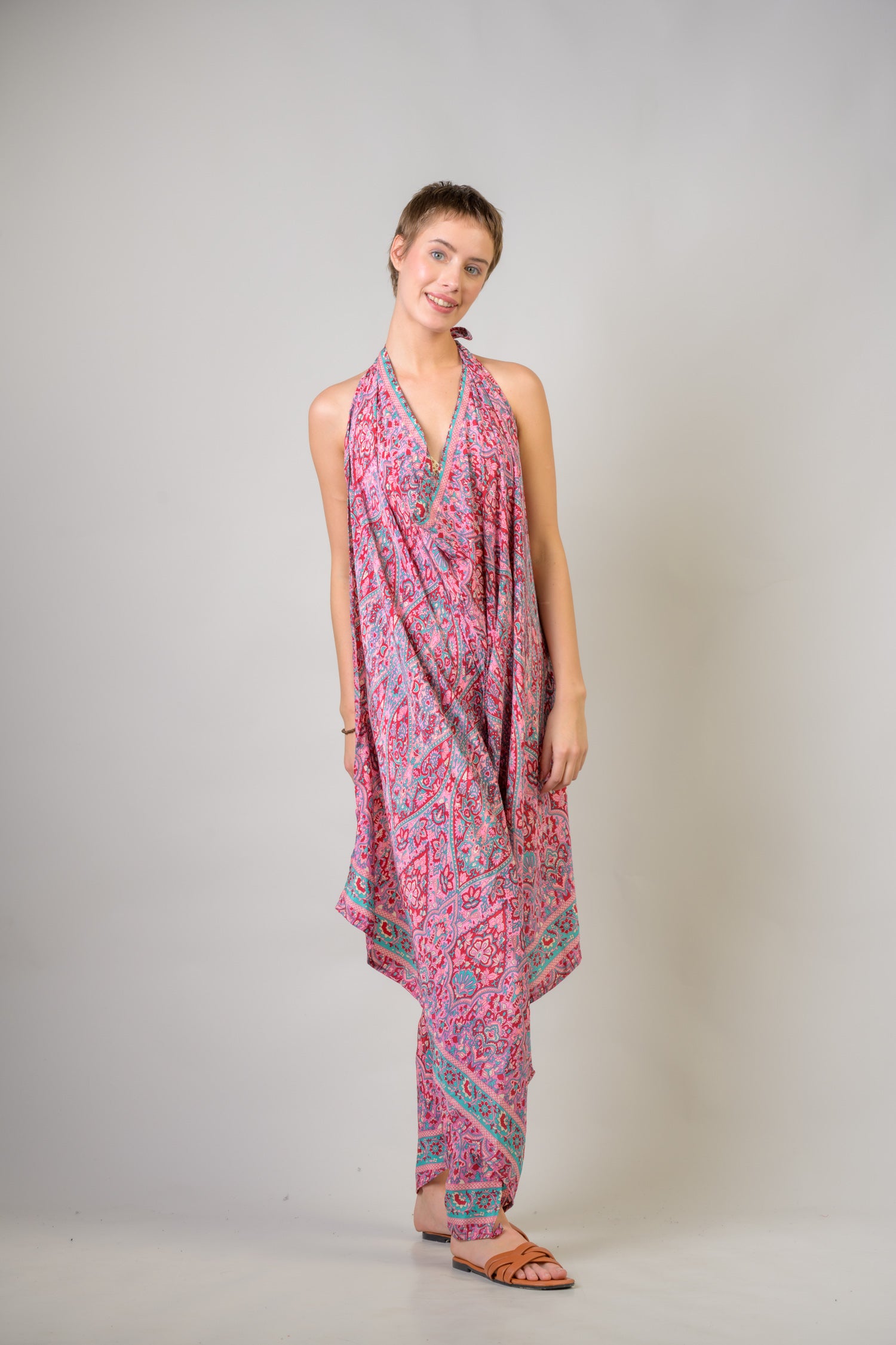 Rhea Printed Front Knot Pants Assorted / One Size