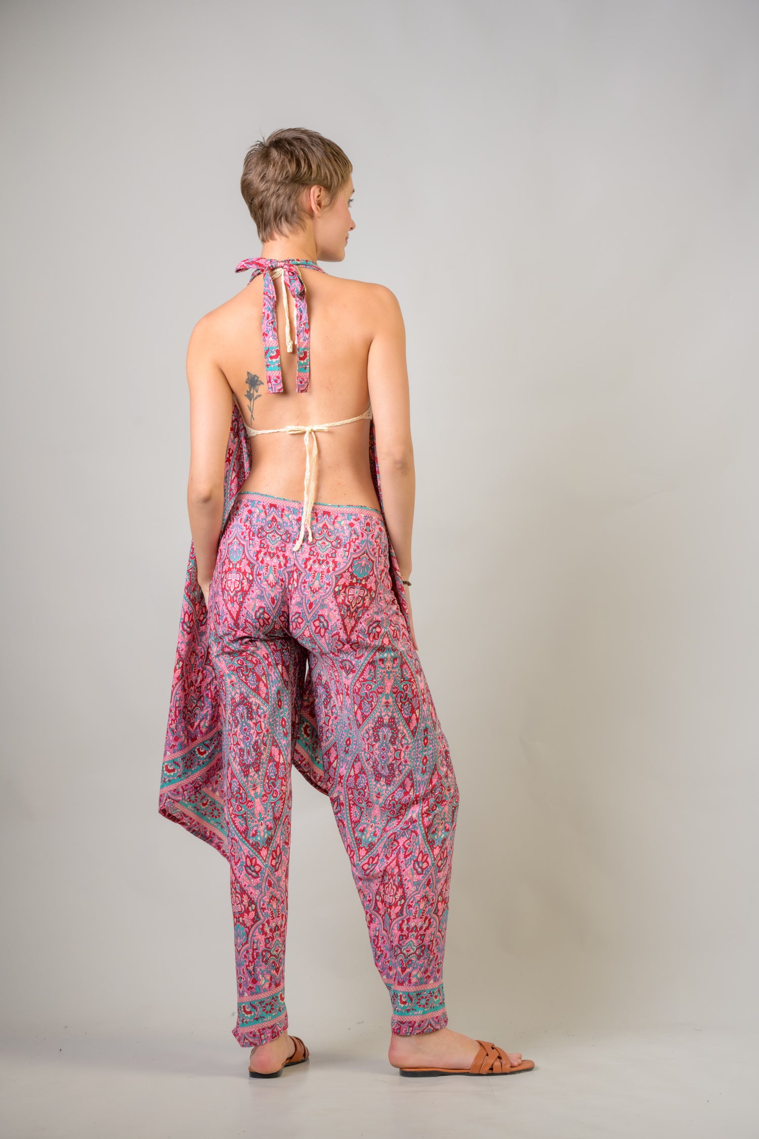 Rhea Printed Front Knot Pants Assorted / One Size