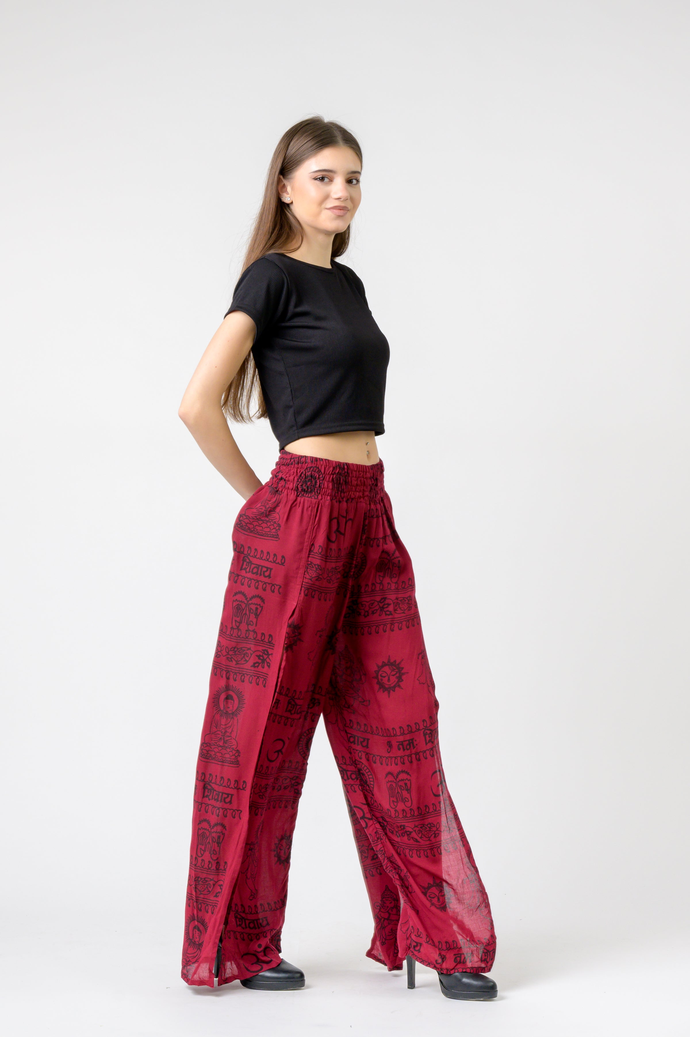 Rhea Flared Om Print Pants
