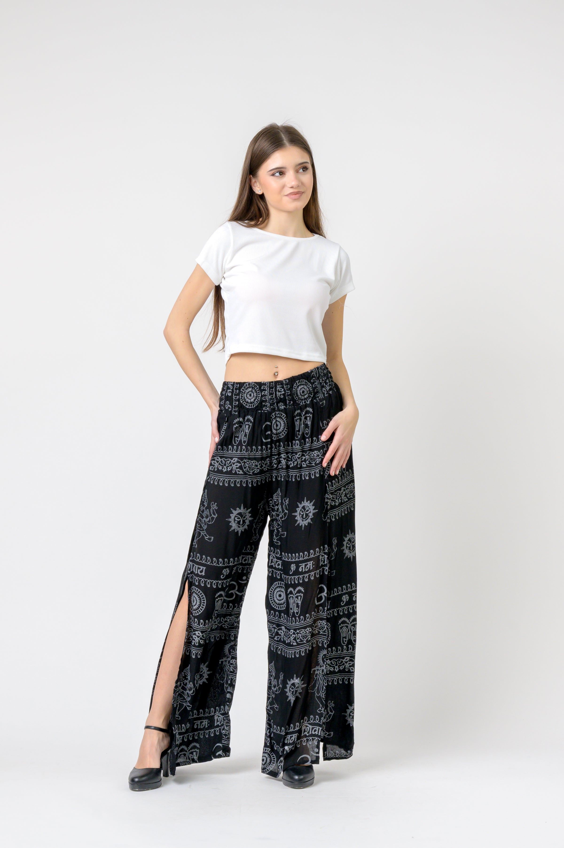 Rhea Flared Om Print Pants