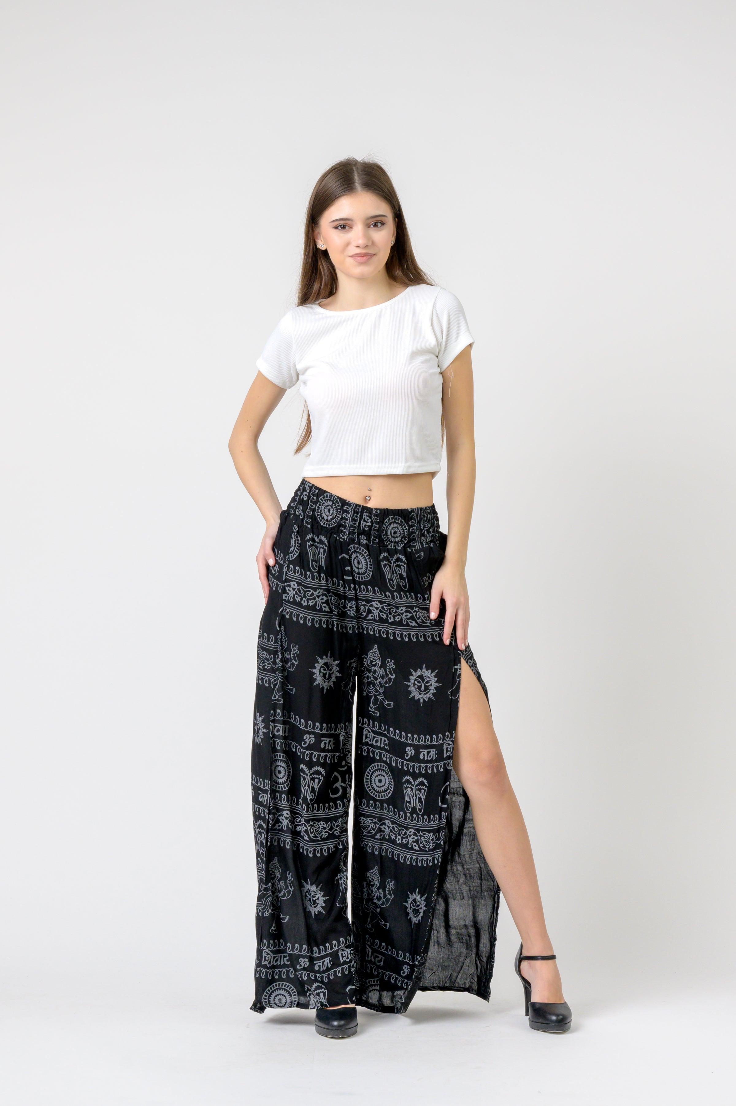 Rhea Flared Om Print Pants