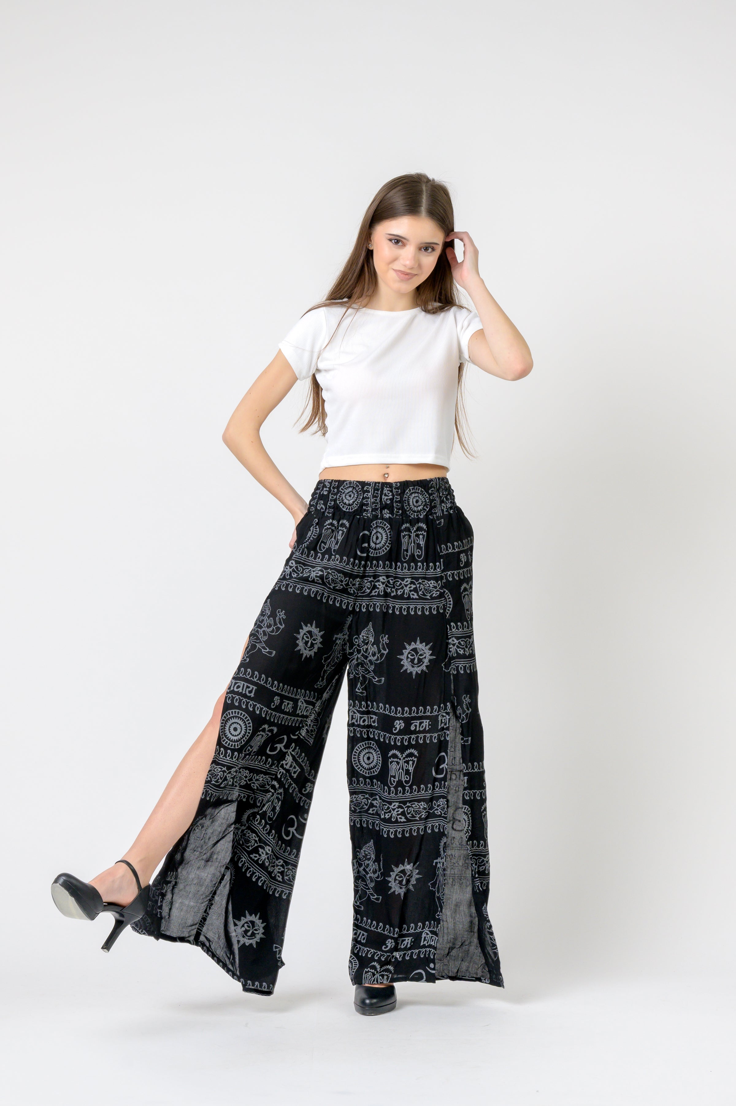 Rhea Flared Om Print Pants