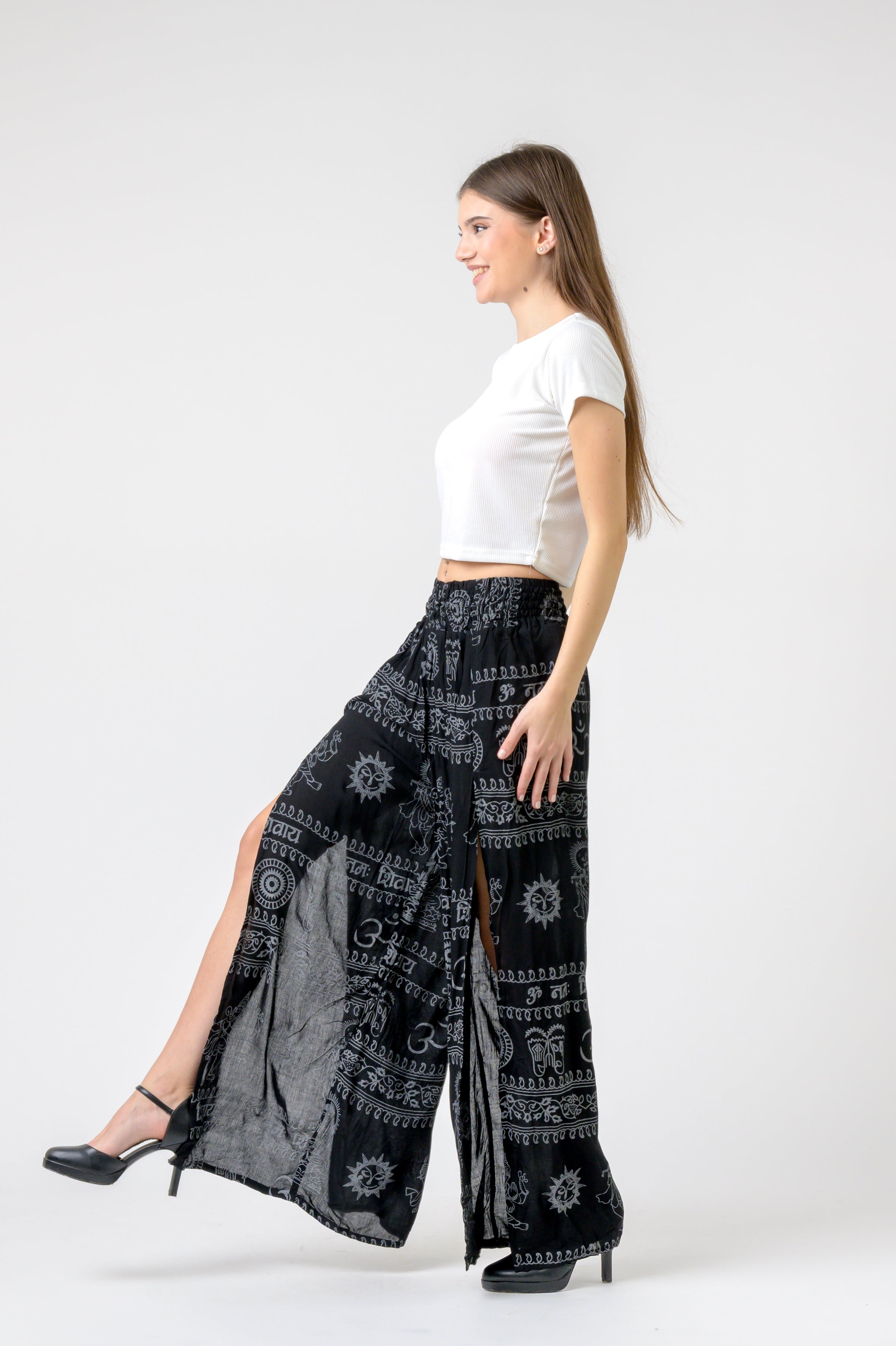 Rhea Flared Om Print Pants