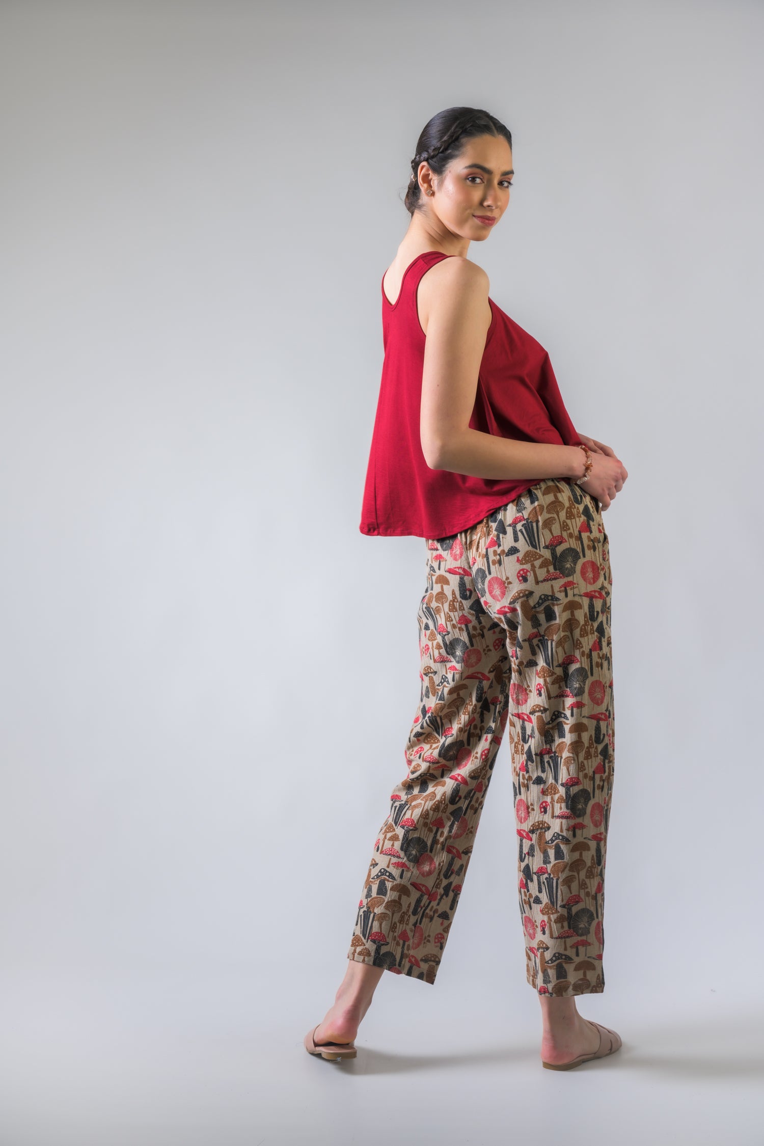 Rhea Mushroom Print Pants Black / Small
