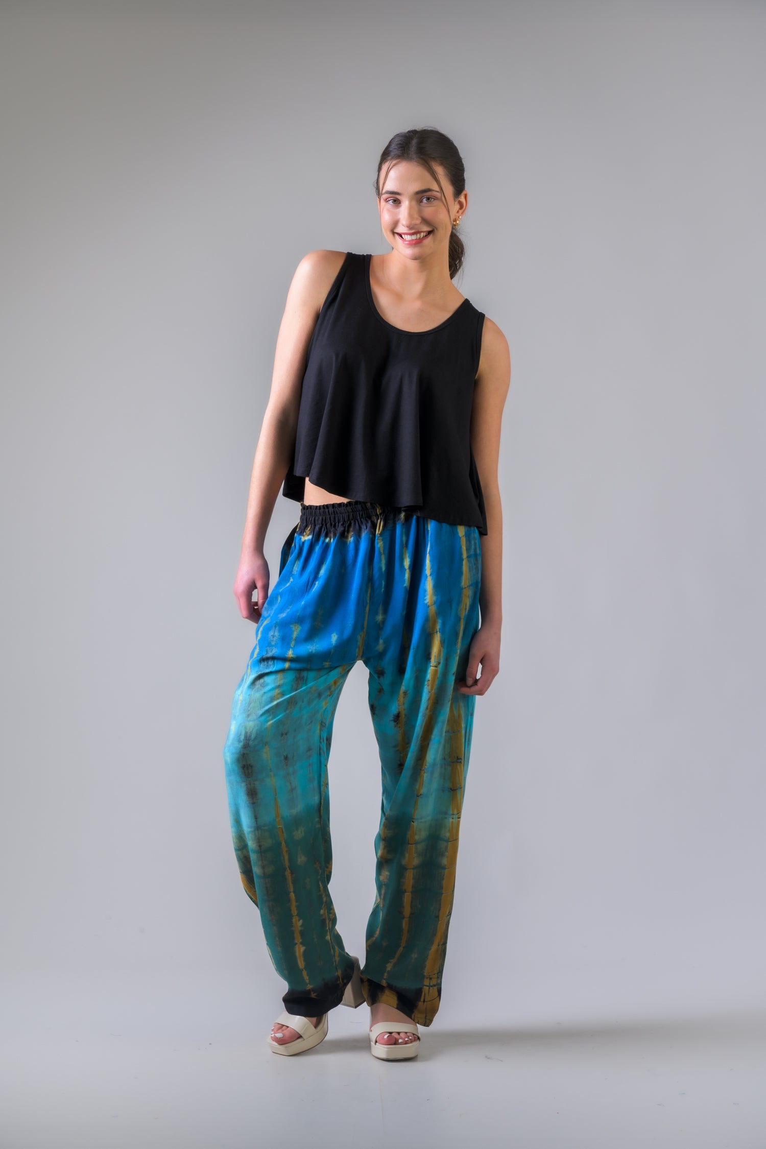 Rhea Color Pattern Pants Assorted / One Size