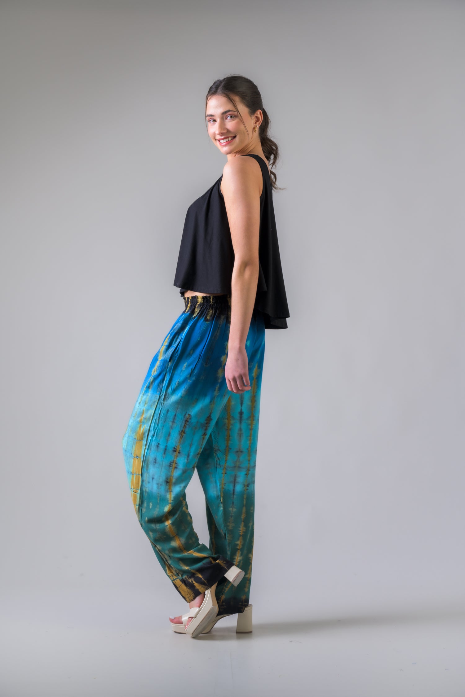 Rhea Color Pattern Pants Assorted / One Size