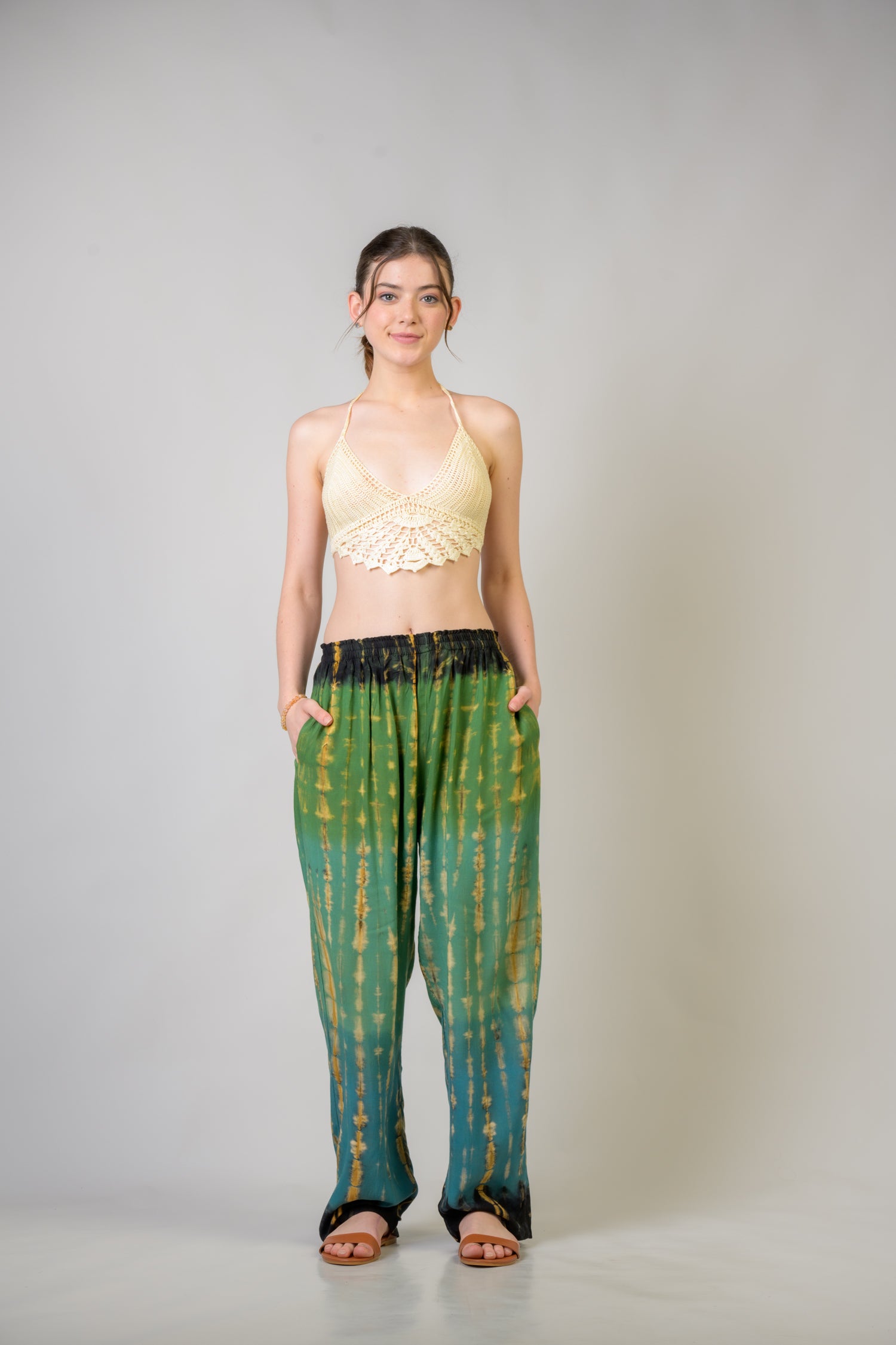 Rhea Color Pattern Pants Assorted / One Size