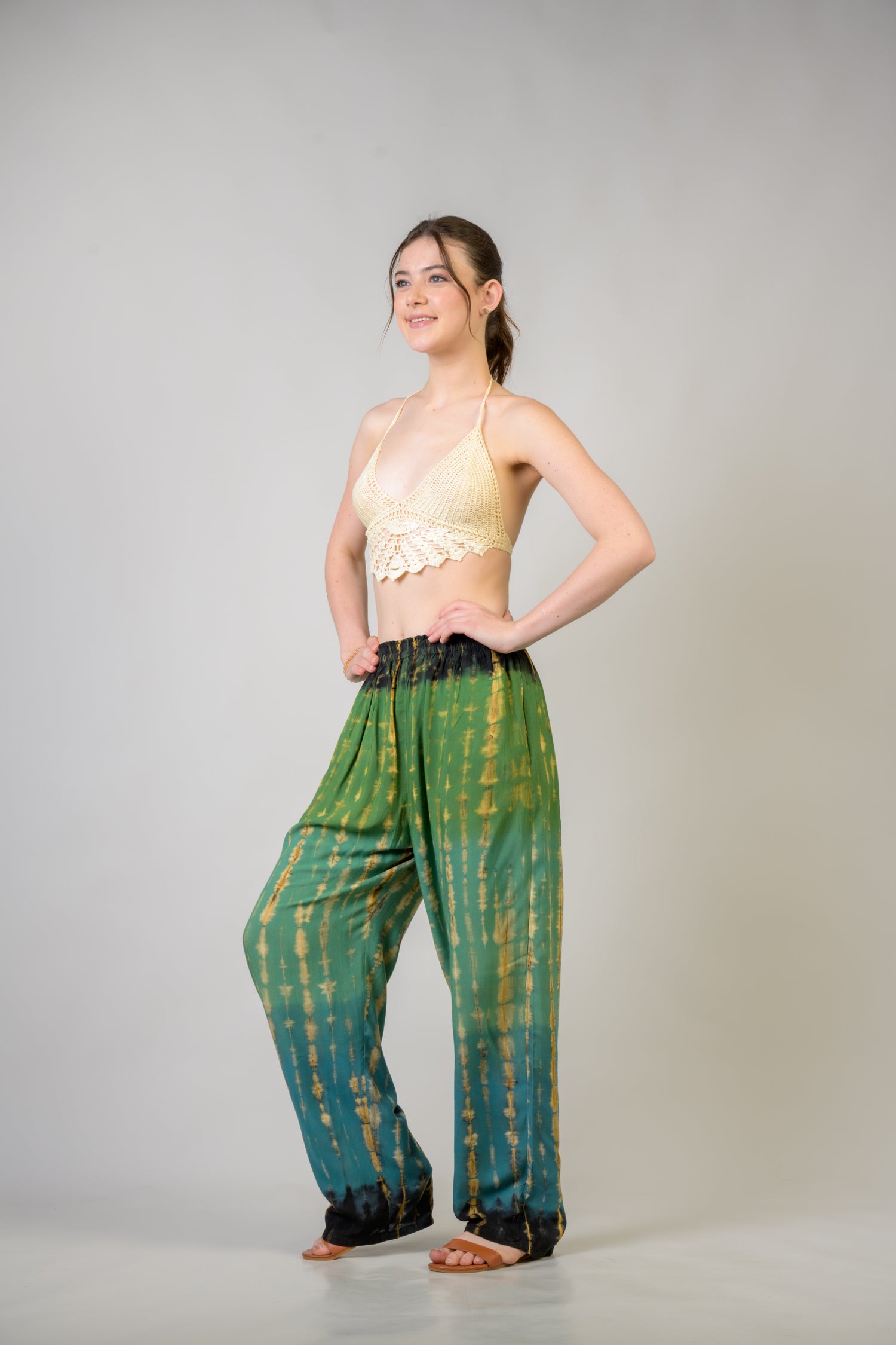 Rhea Color Pattern Pants Assorted / One Size
