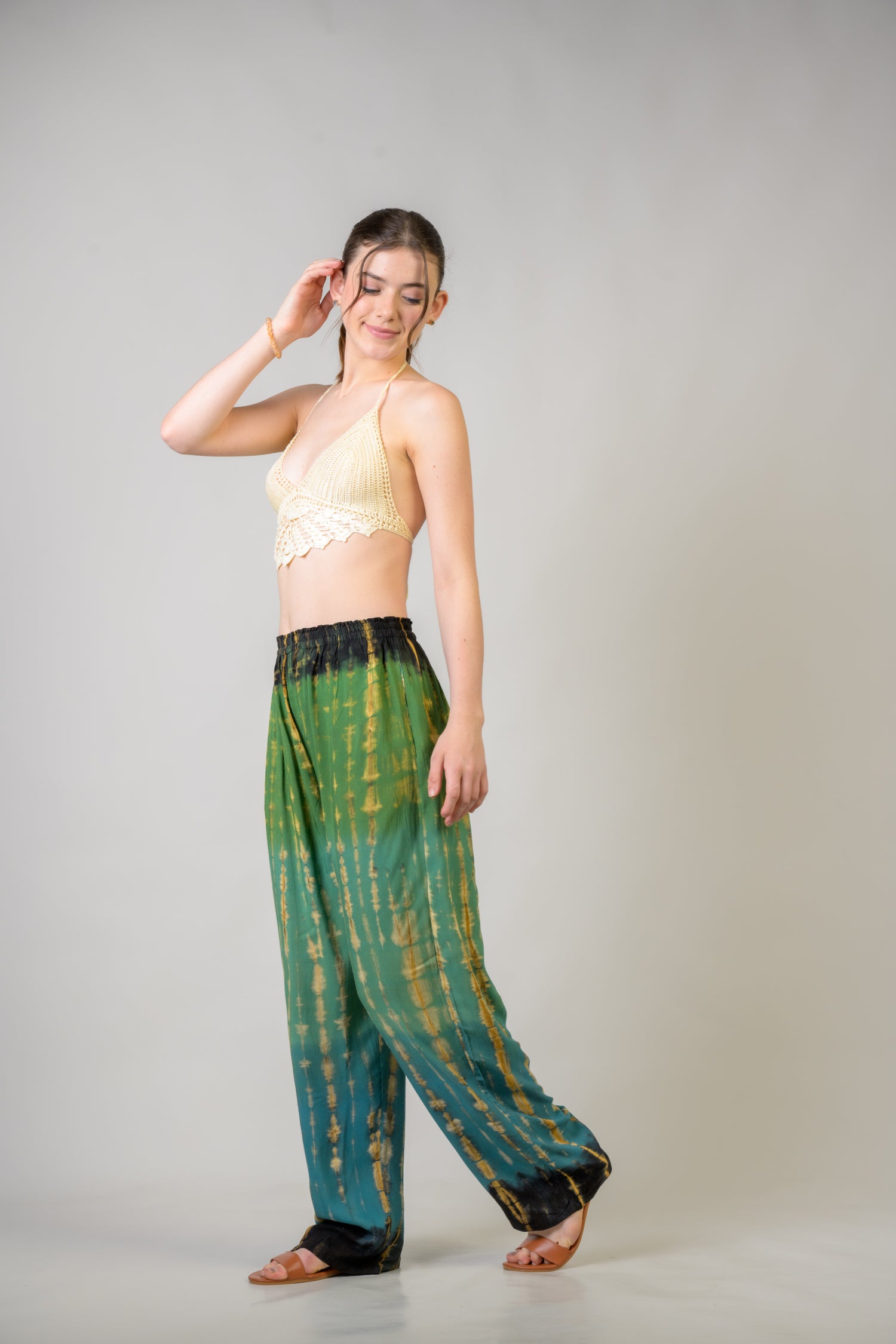 Rhea Color Pattern Pants Assorted / One Size