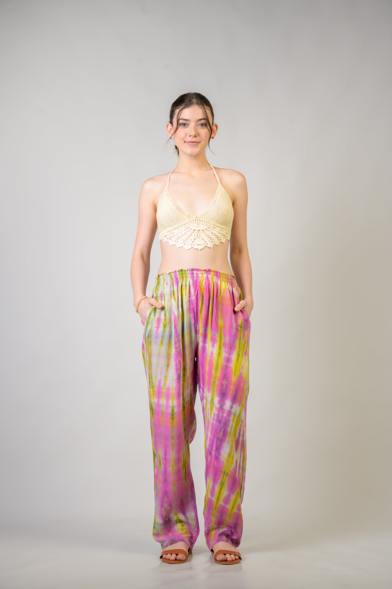 Rhea Color Pattern Pants Assorted / One Size
