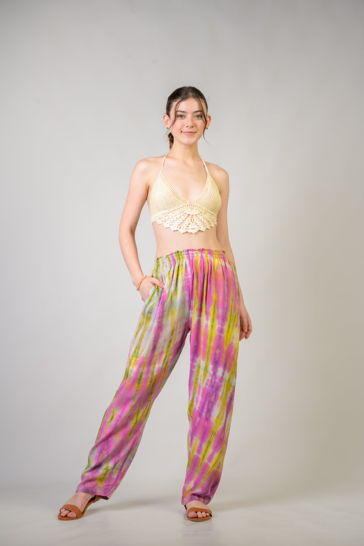 Rhea Color Pattern Pants Assorted / One Size
