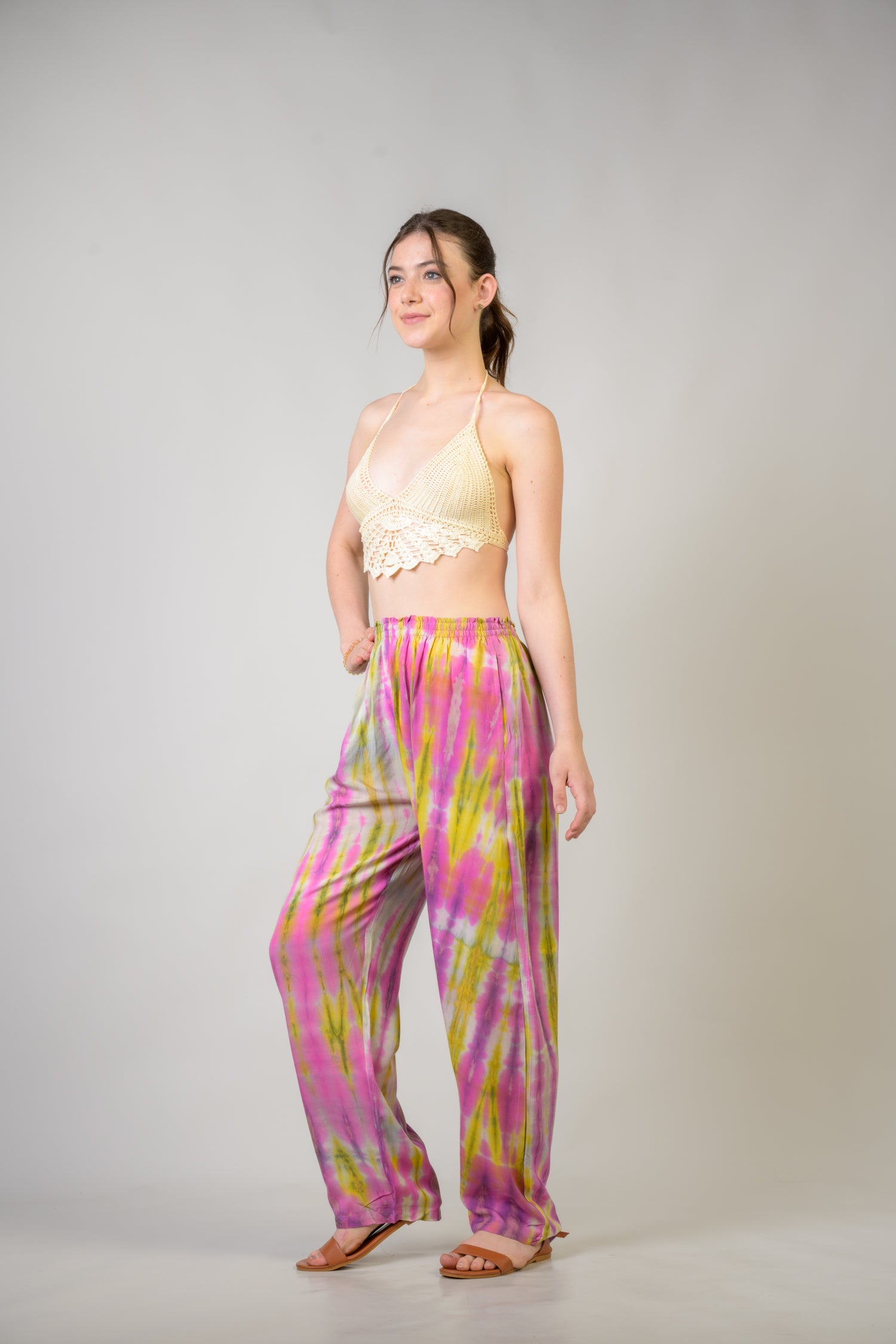 Rhea Color Pattern Pants Assorted / One Size