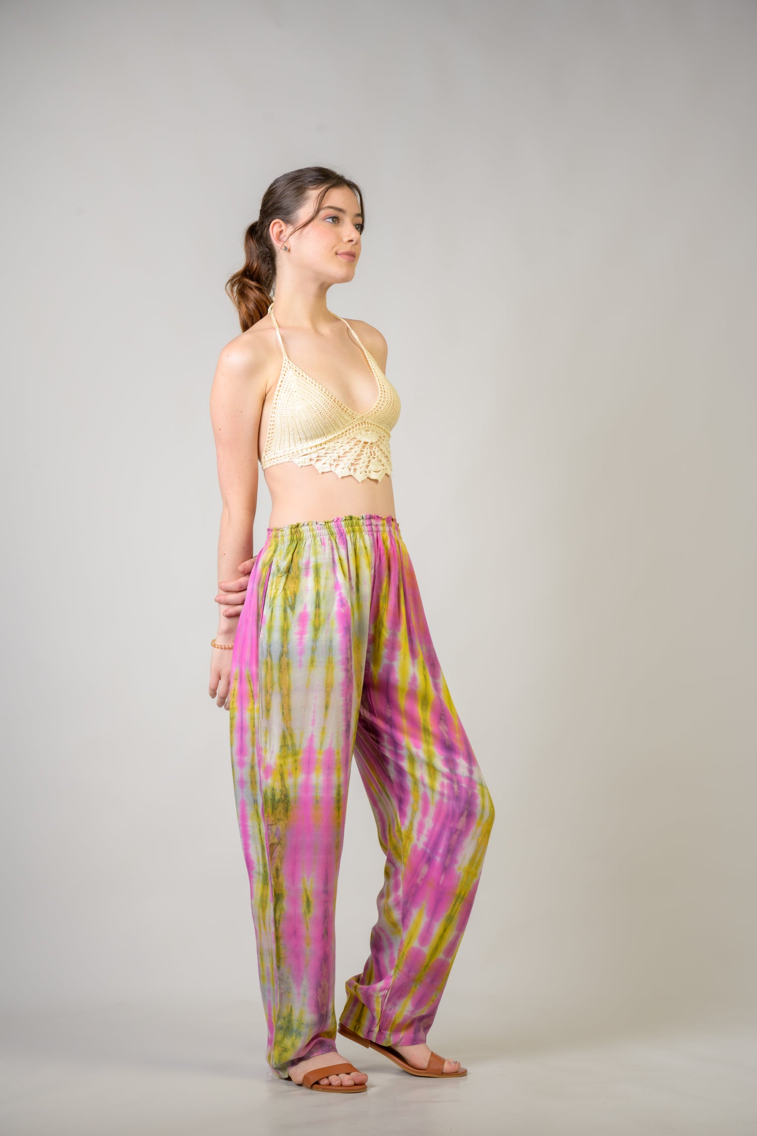 Rhea Color Pattern Pants Assorted / One Size