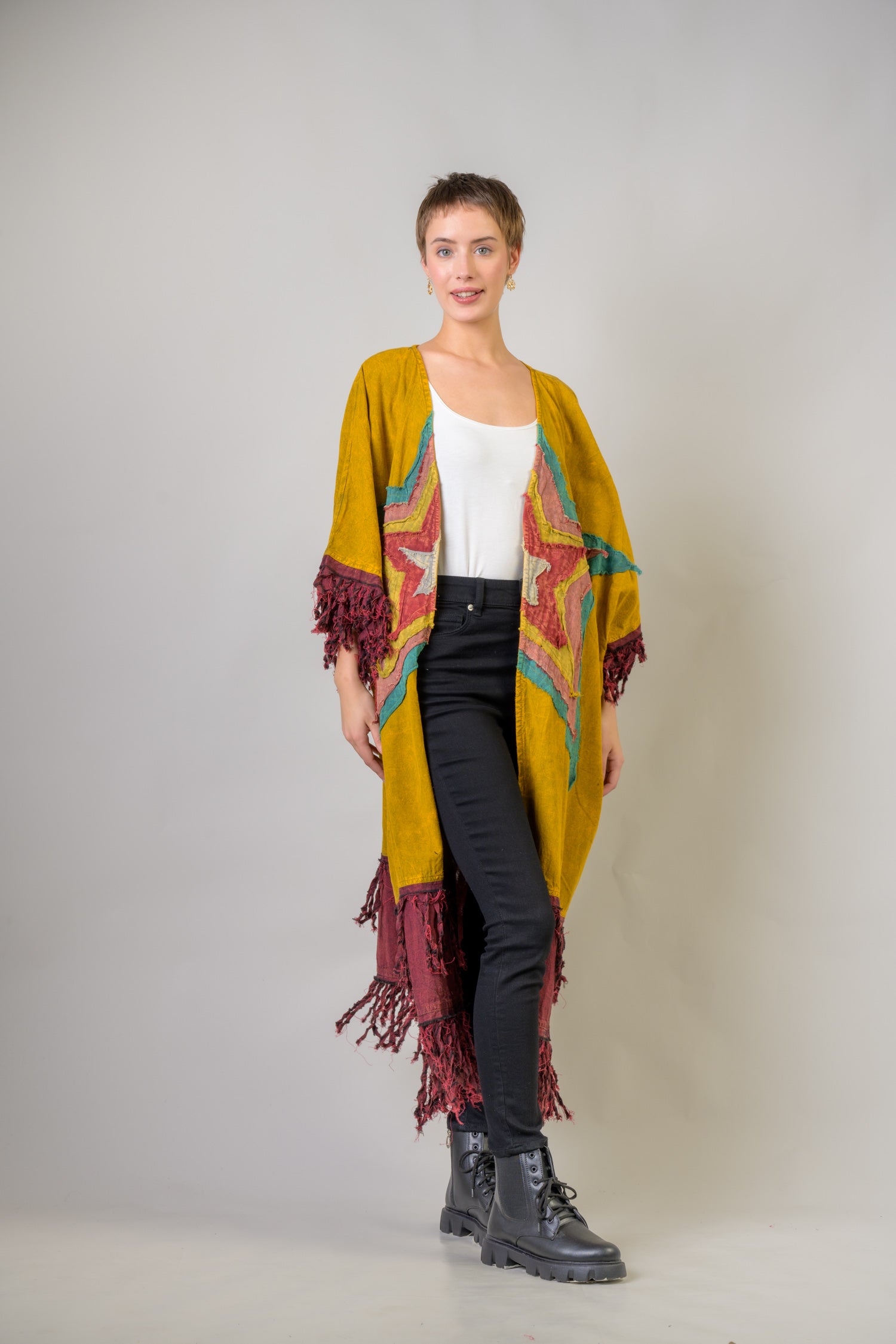 Rhea Cotton Fringe Duster Yellow / L/X