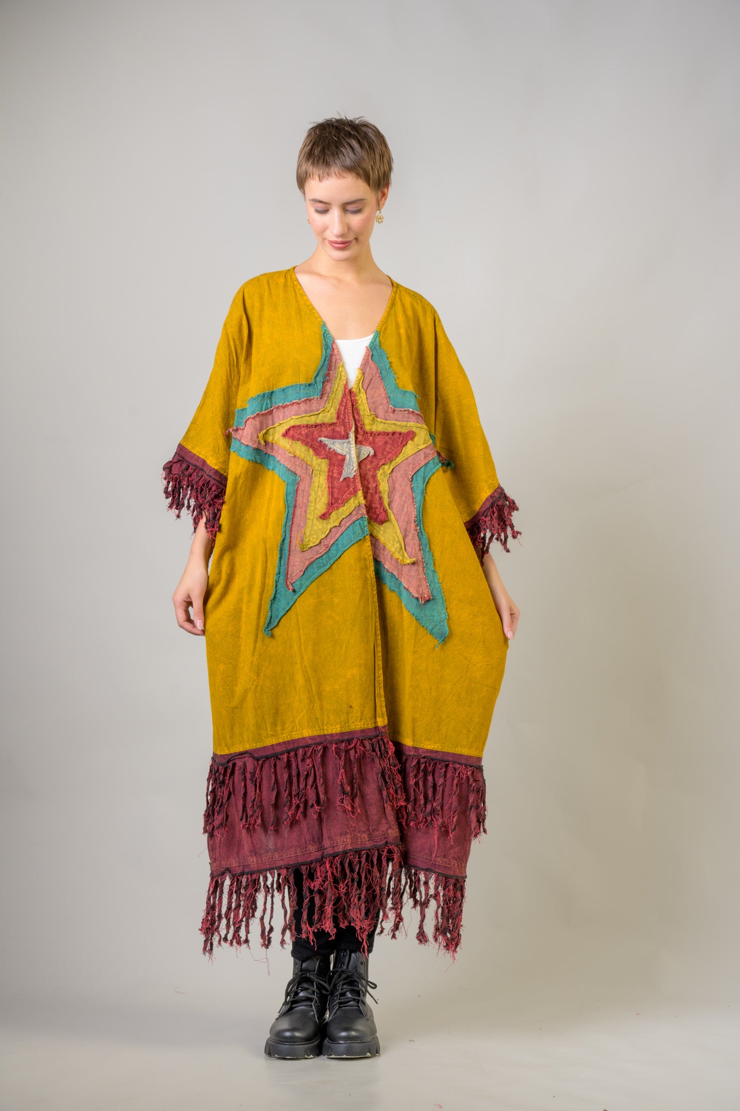 Rhea Cotton Fringe Duster Yellow / L/X