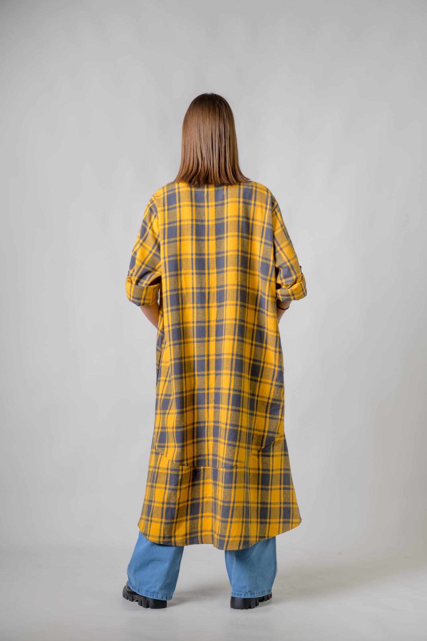 Rhea Plaid Fashion Duster Yellow / One Size
