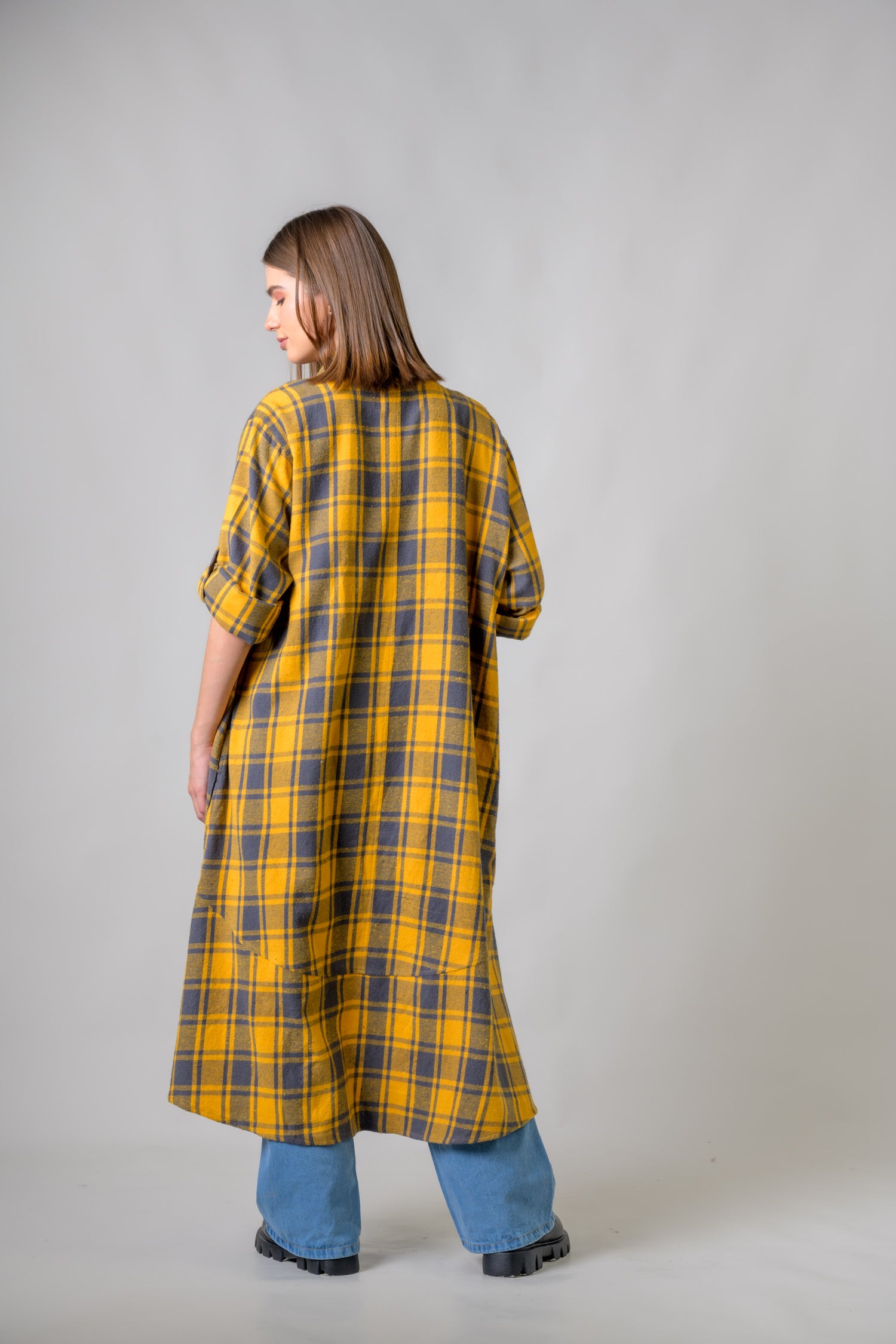 Rhea Plaid Fashion Duster Yellow / One Size