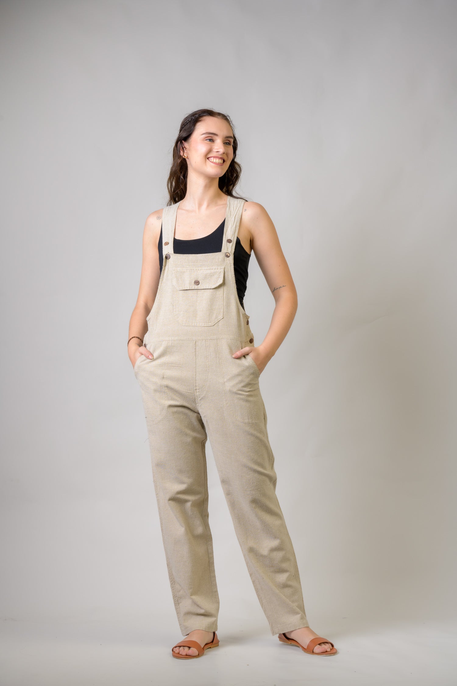 Rhea Straight Fit Adjustable Cotton plain Overalls