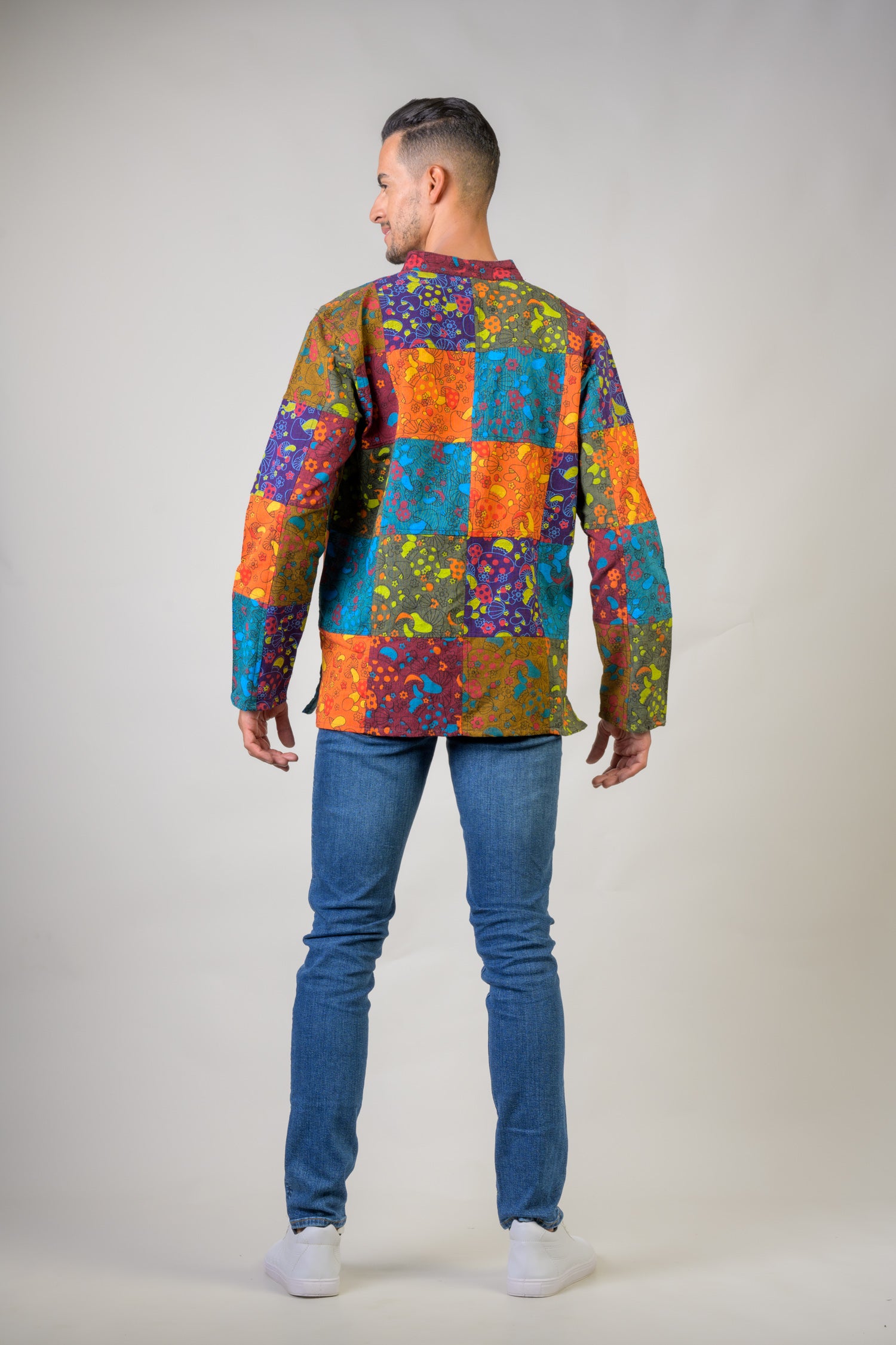 Rhea Colorful Mushroom Patches Sleeved Shirt