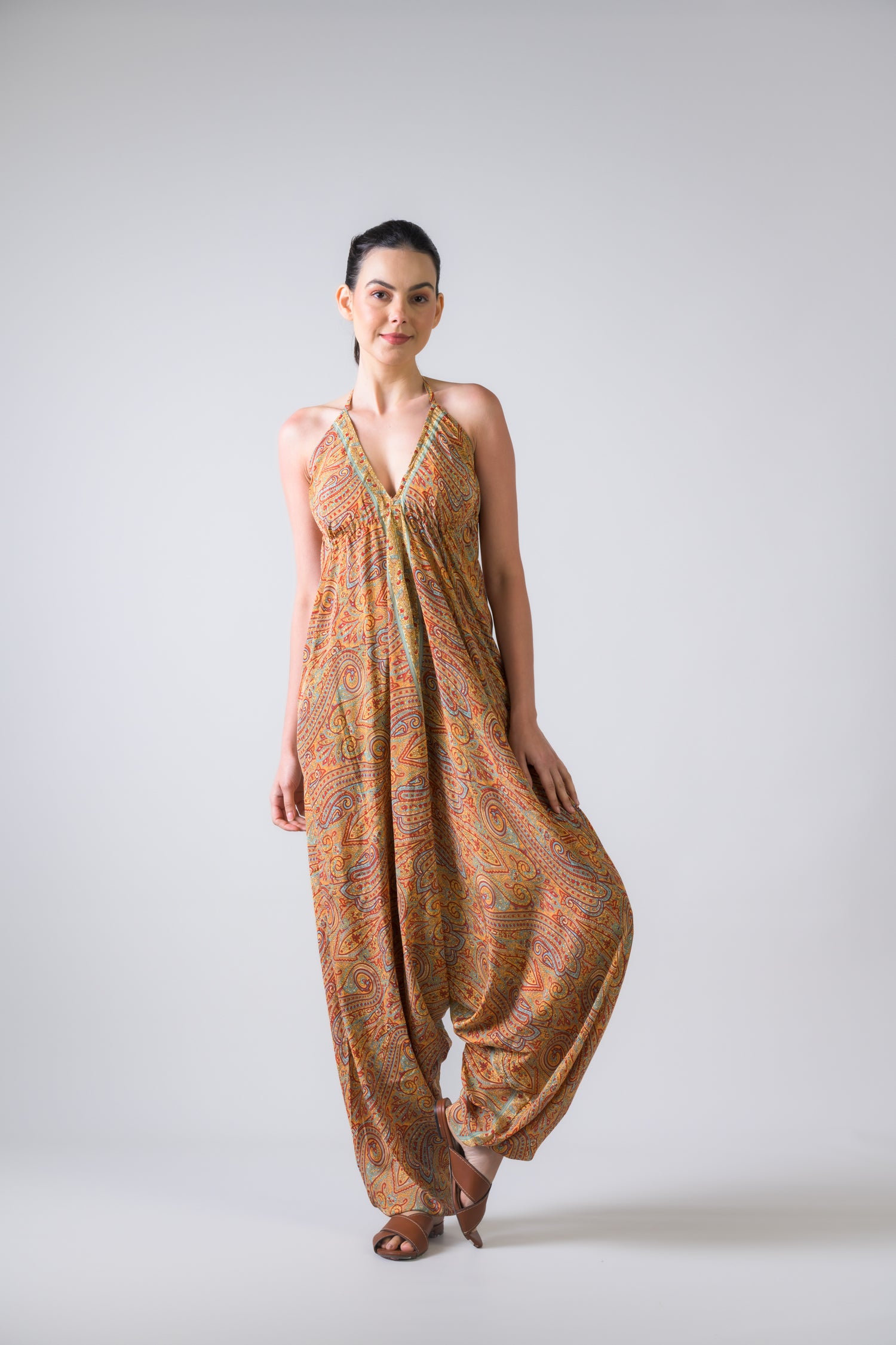 Rhea Boho Print Harem Jumpsuit Assorted / One Size