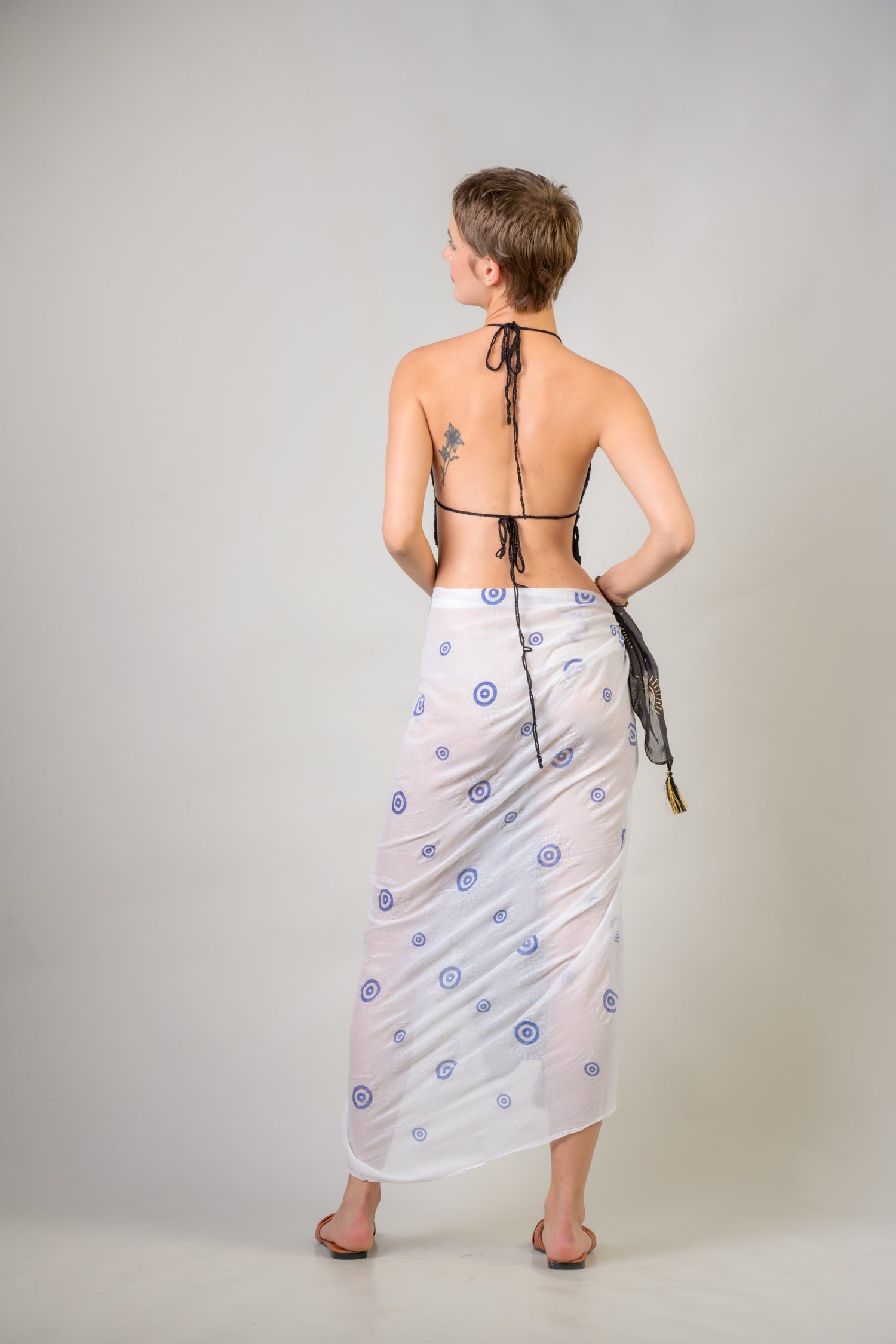 Rhea Hand Painted Evil Eye Scarf Aqua / One Size