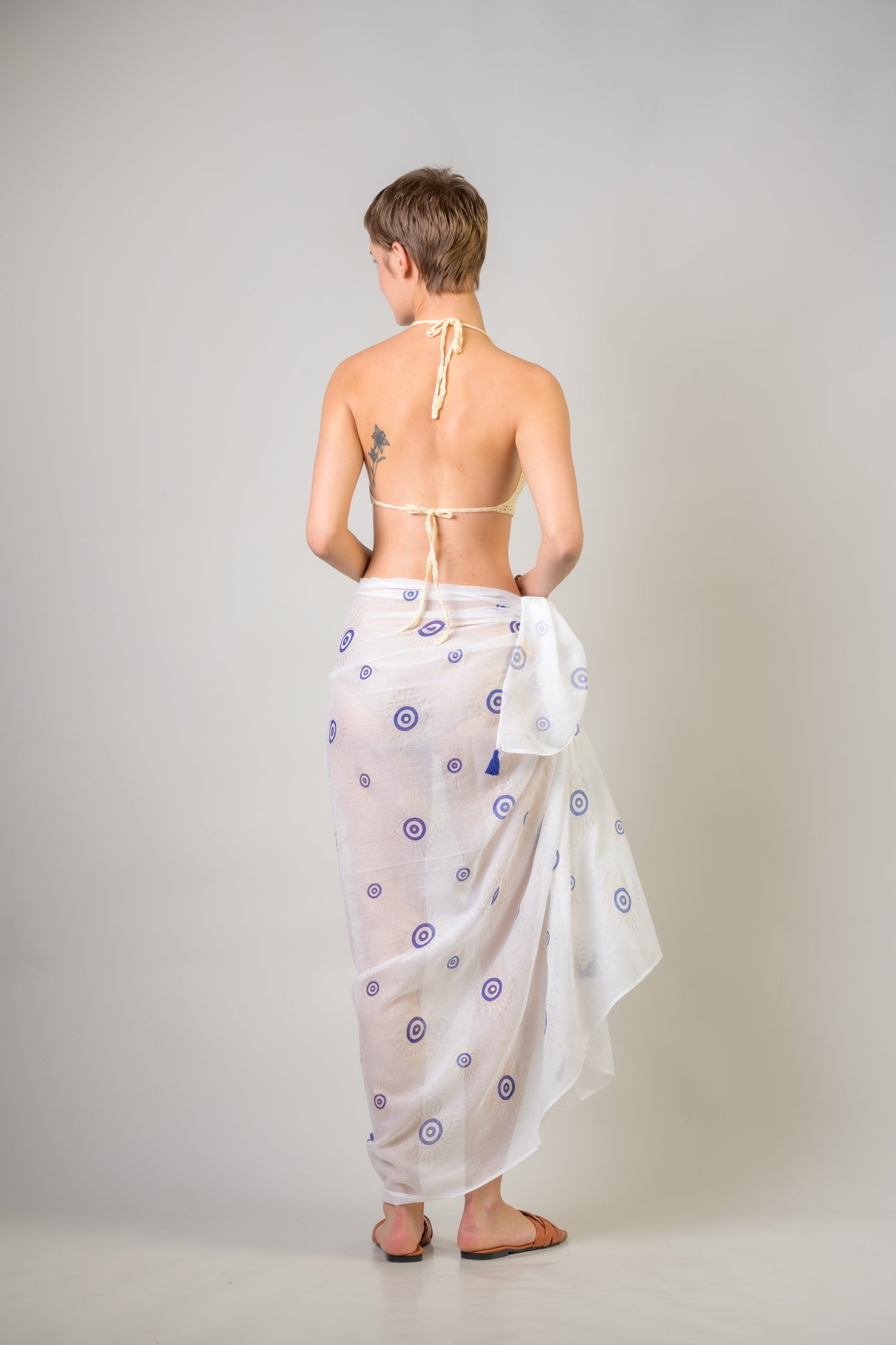 Rhea Hand Painted Evil Eye Scarf White / One Size