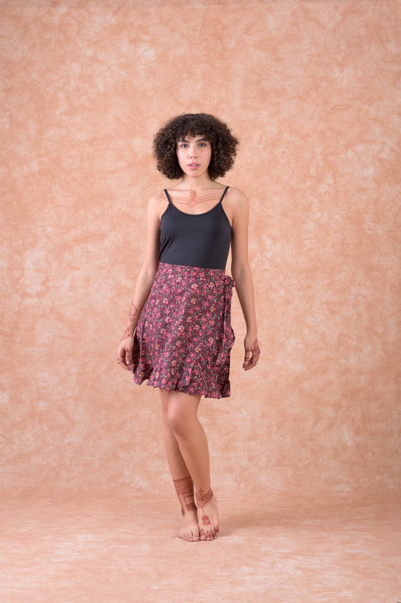 Rhea Mini Wrap Skirt Maroon / S/M