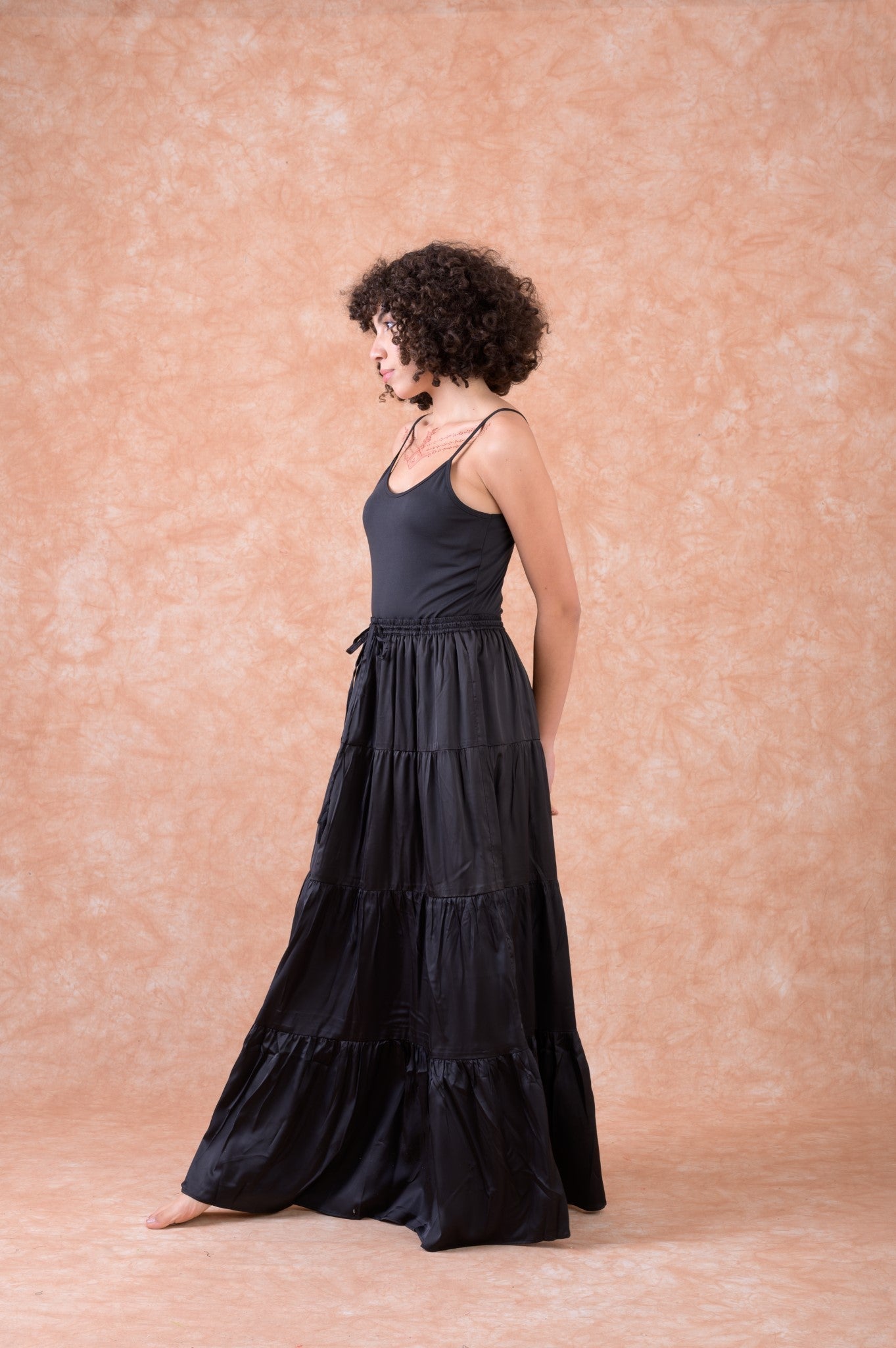 Rhea Leena Tiered Skirt Black / S/M