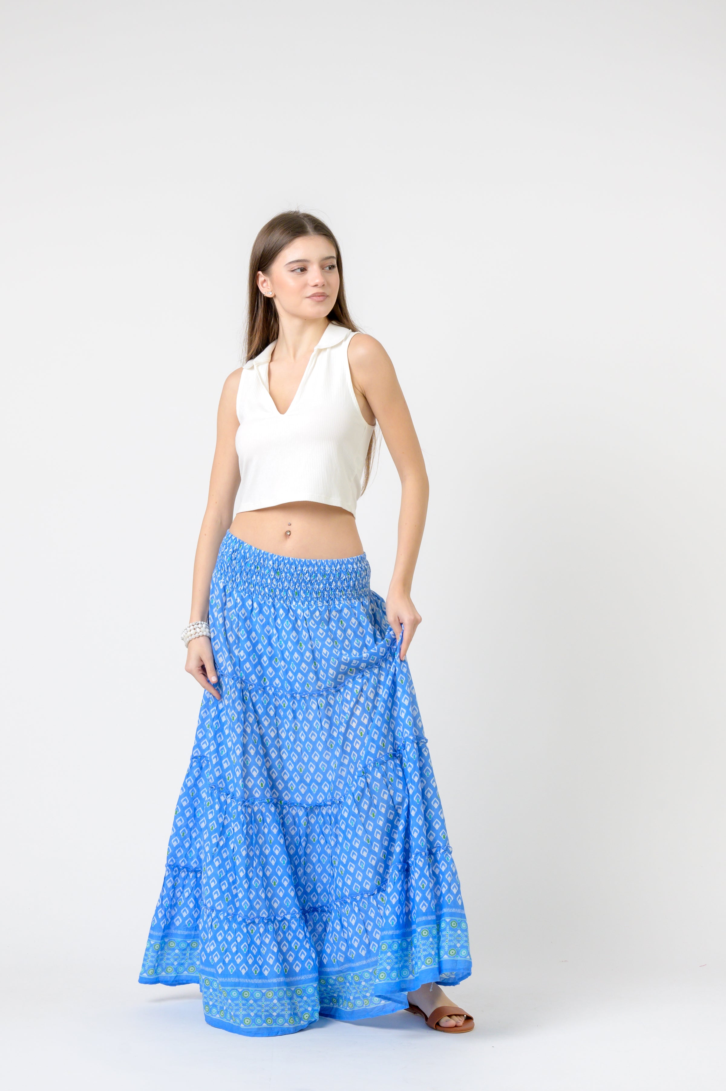 Rhea Tiered Skirt Pocahontas print