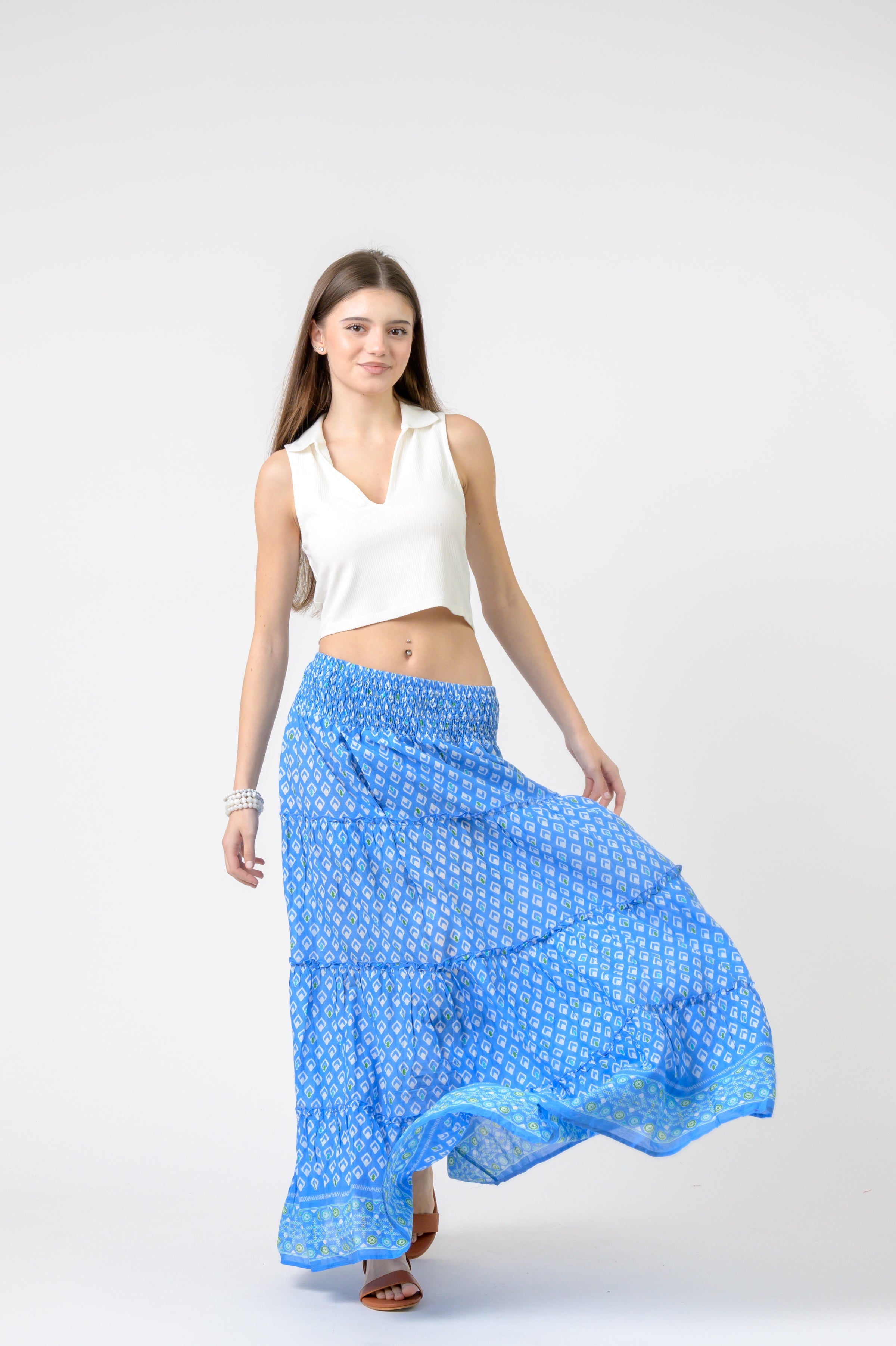 Rhea Tiered Skirt Pocahontas print