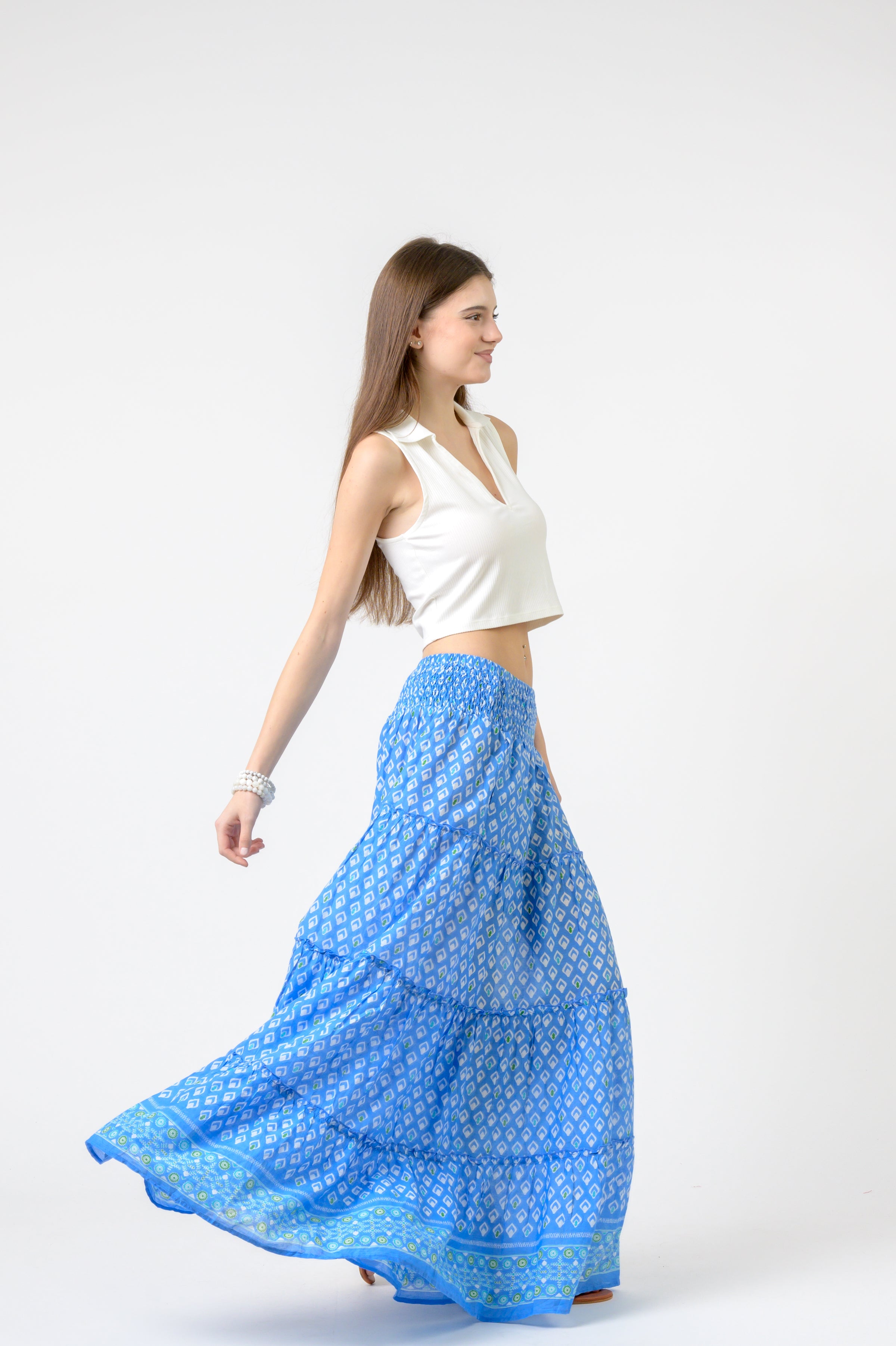 Rhea Tiered Skirt Pocahontas print