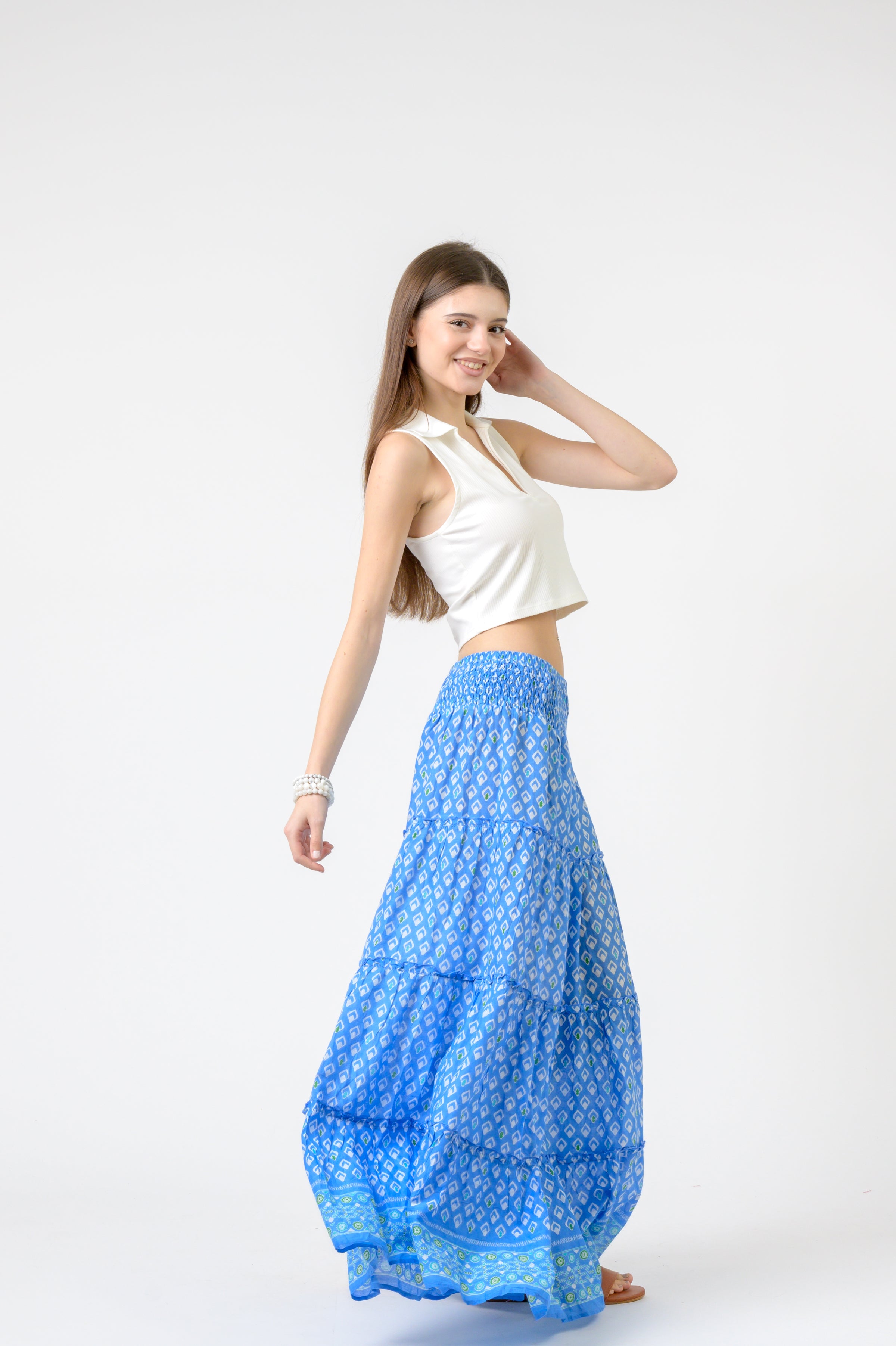 Rhea Tiered Skirt Pocahontas print
