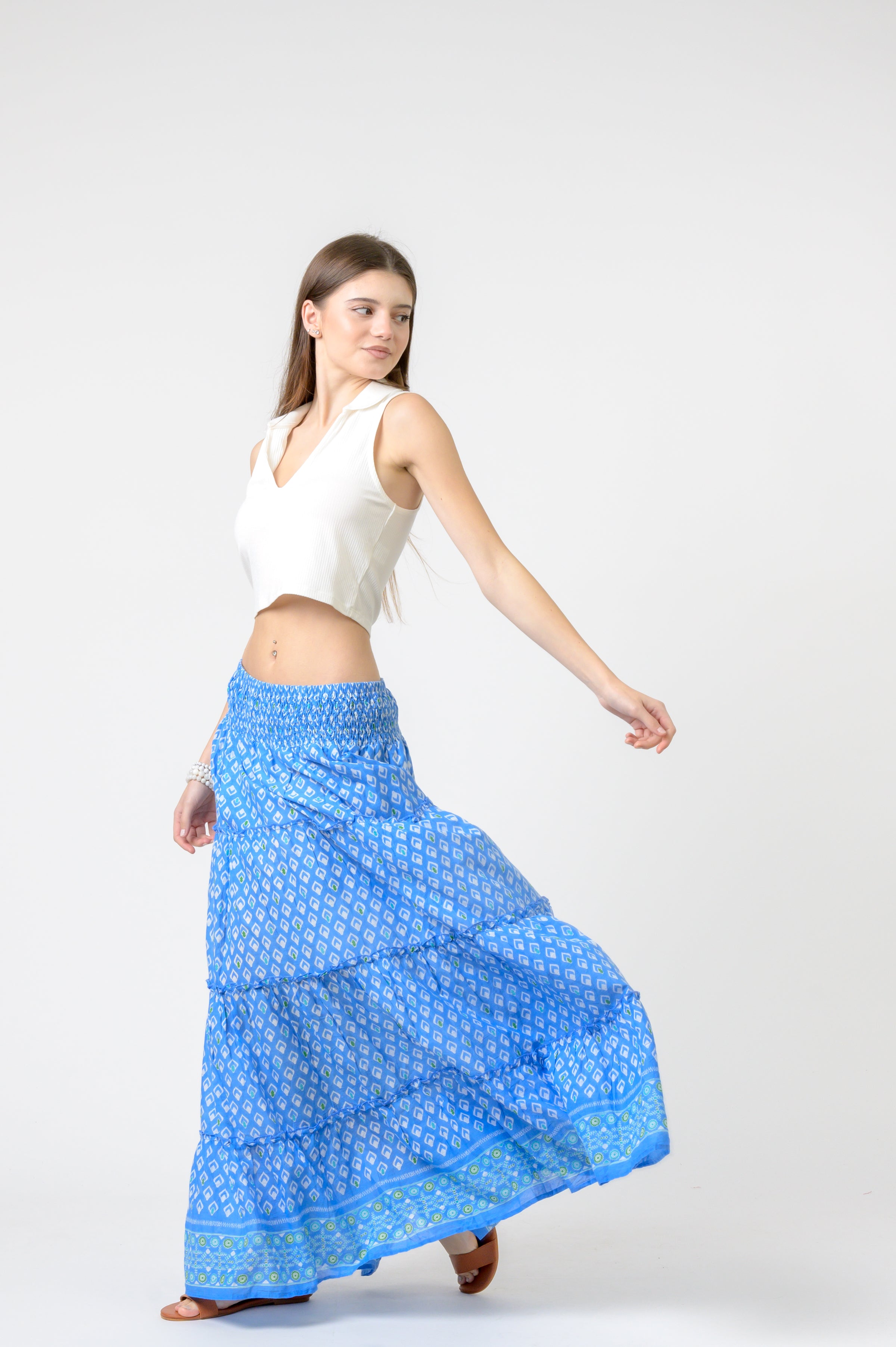 Rhea Tiered Skirt Pocahontas print