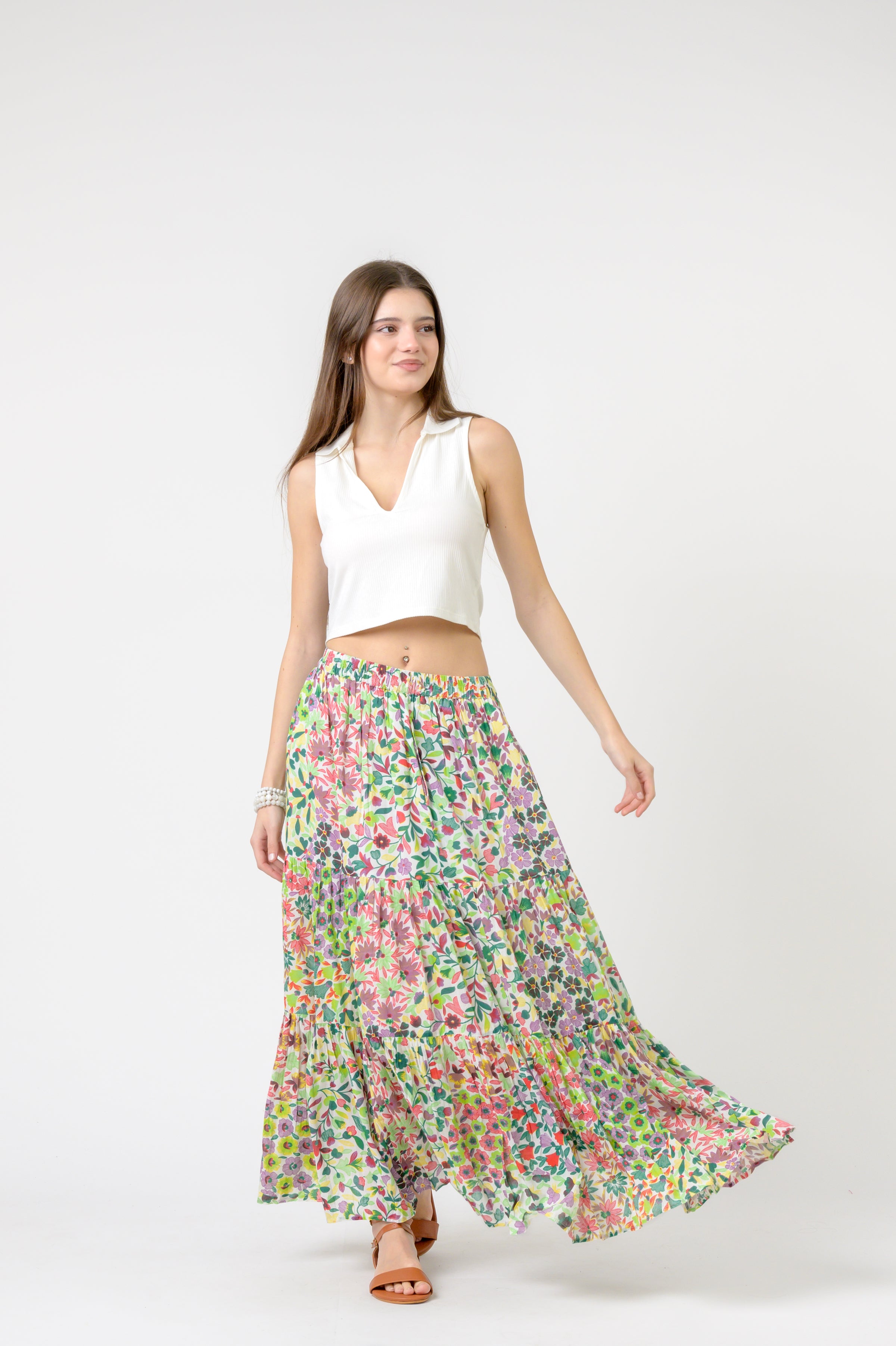 Rhea Flower Garden Slipped Skirt
