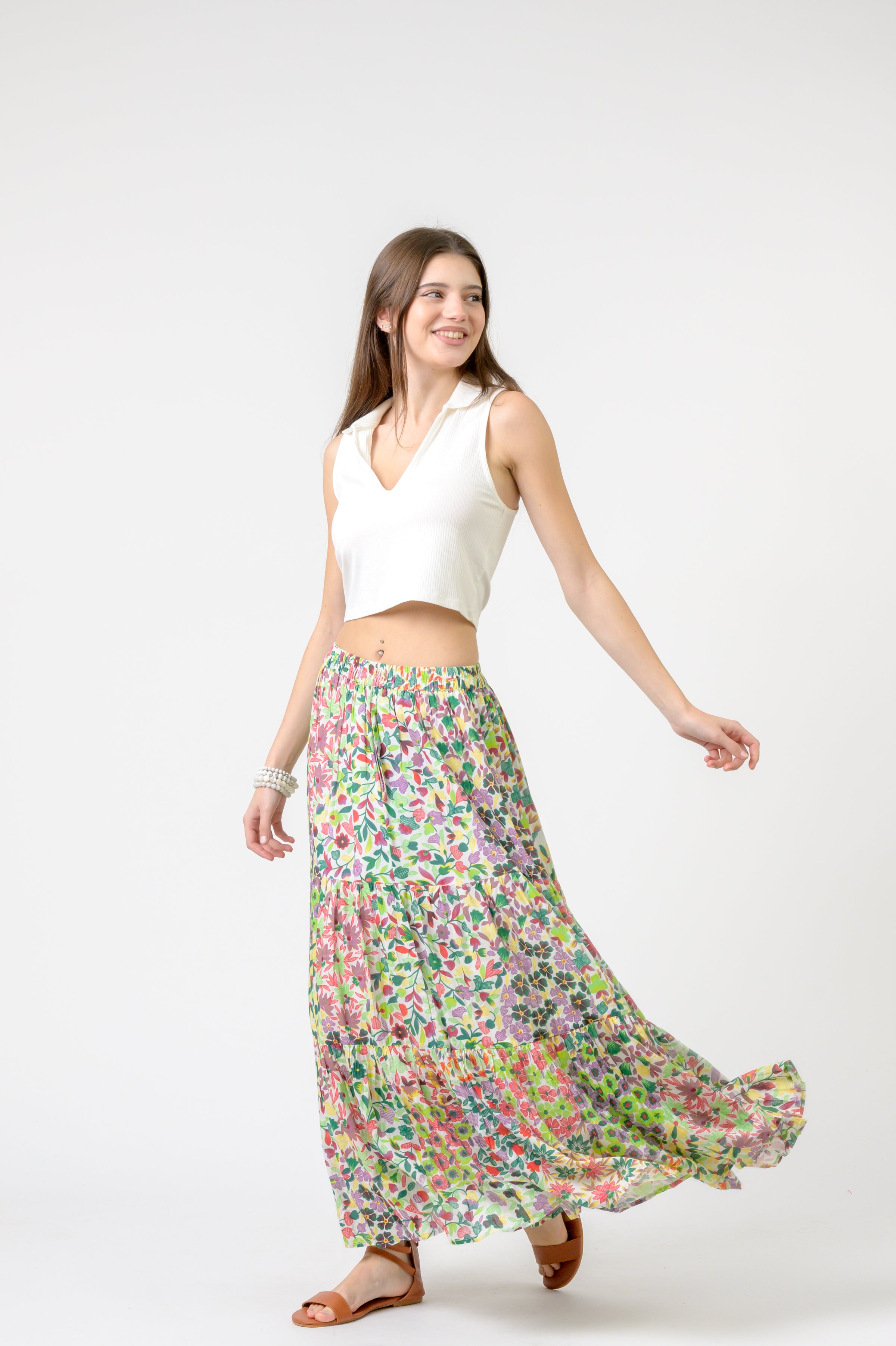 Rhea Flower Garden Slipped Skirt