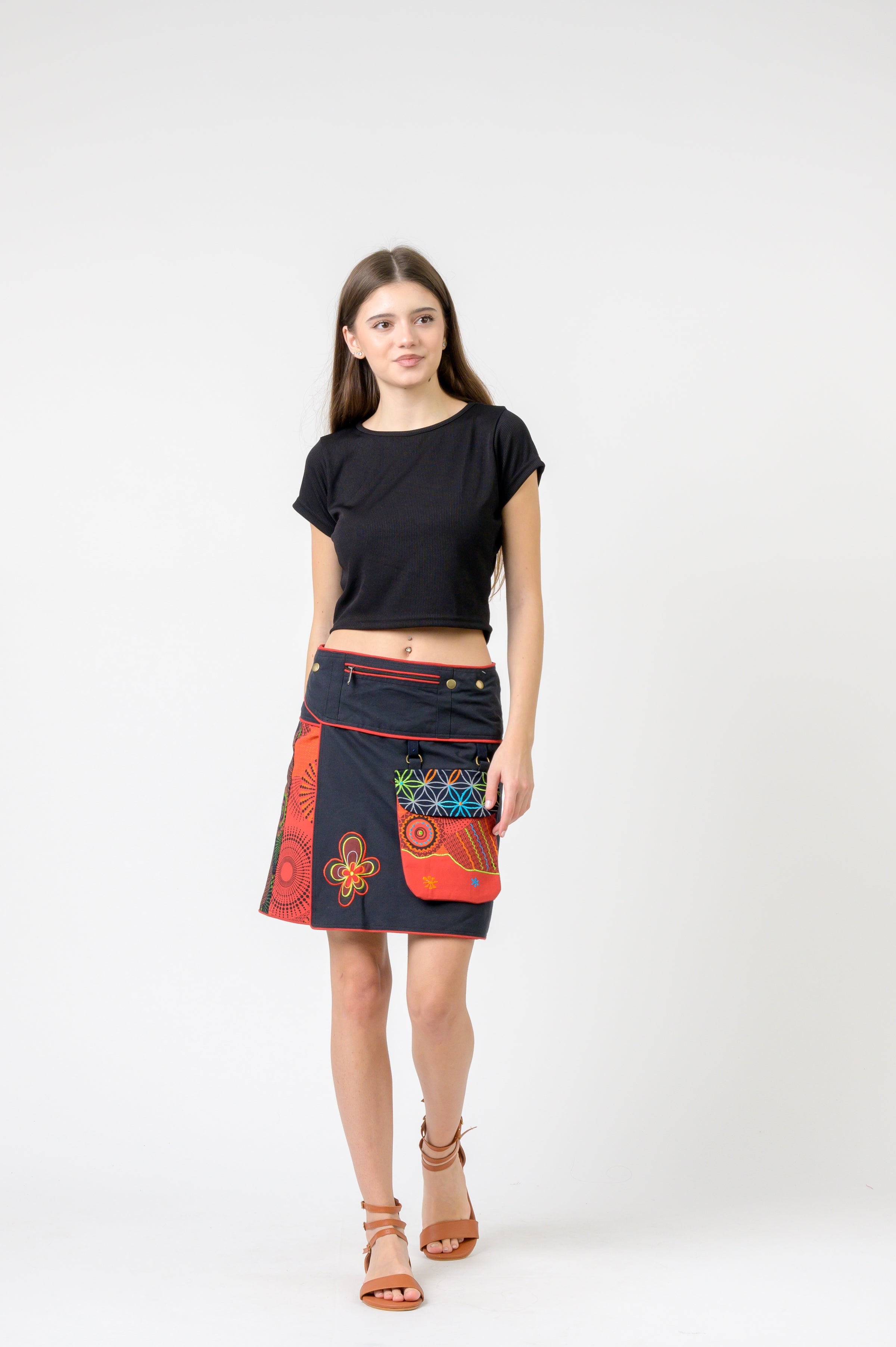 Rhea Pattern Print Pocket Skirt